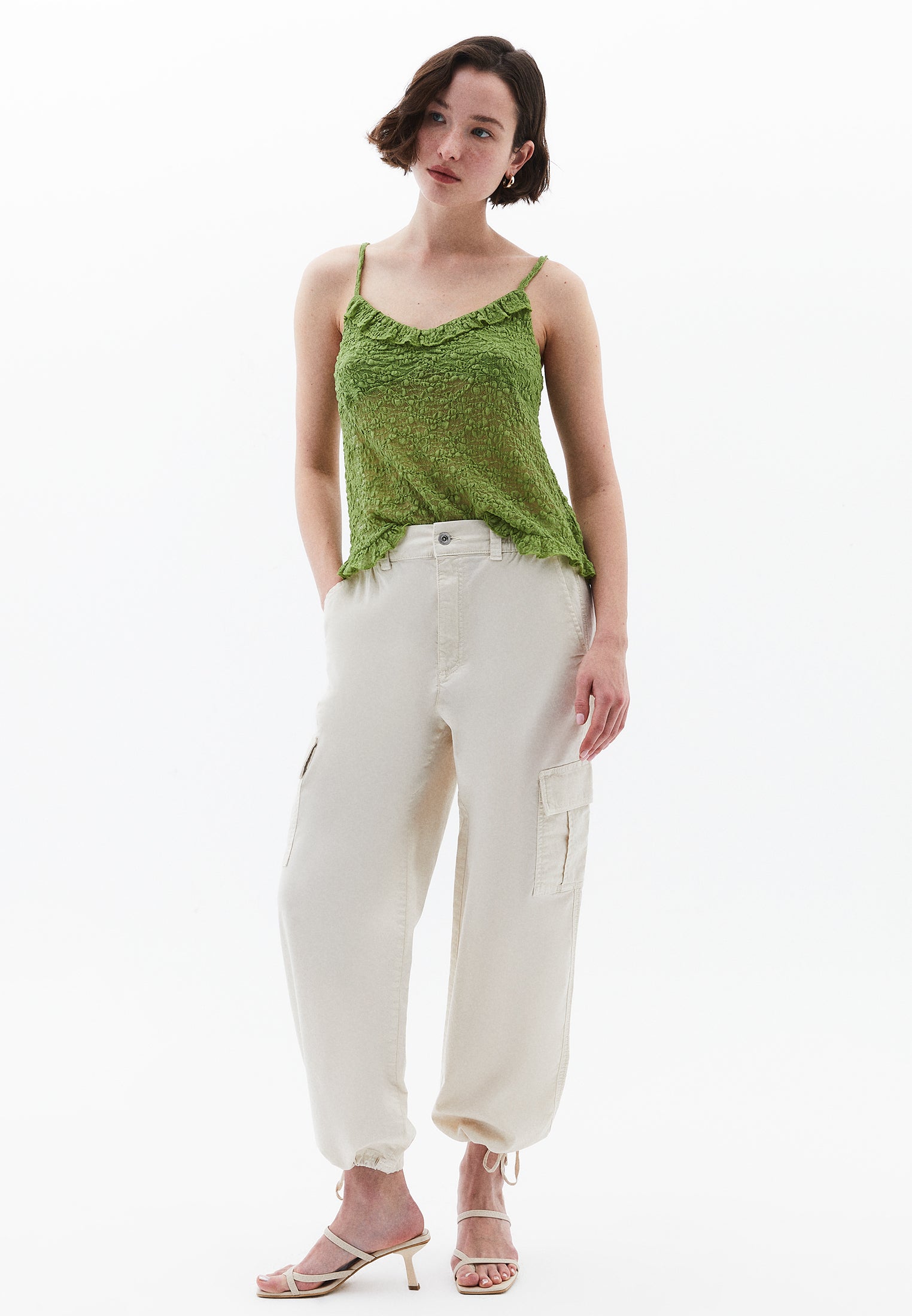 Jogger Pants With Belt Detail - ANTIK SILVER BIRCH