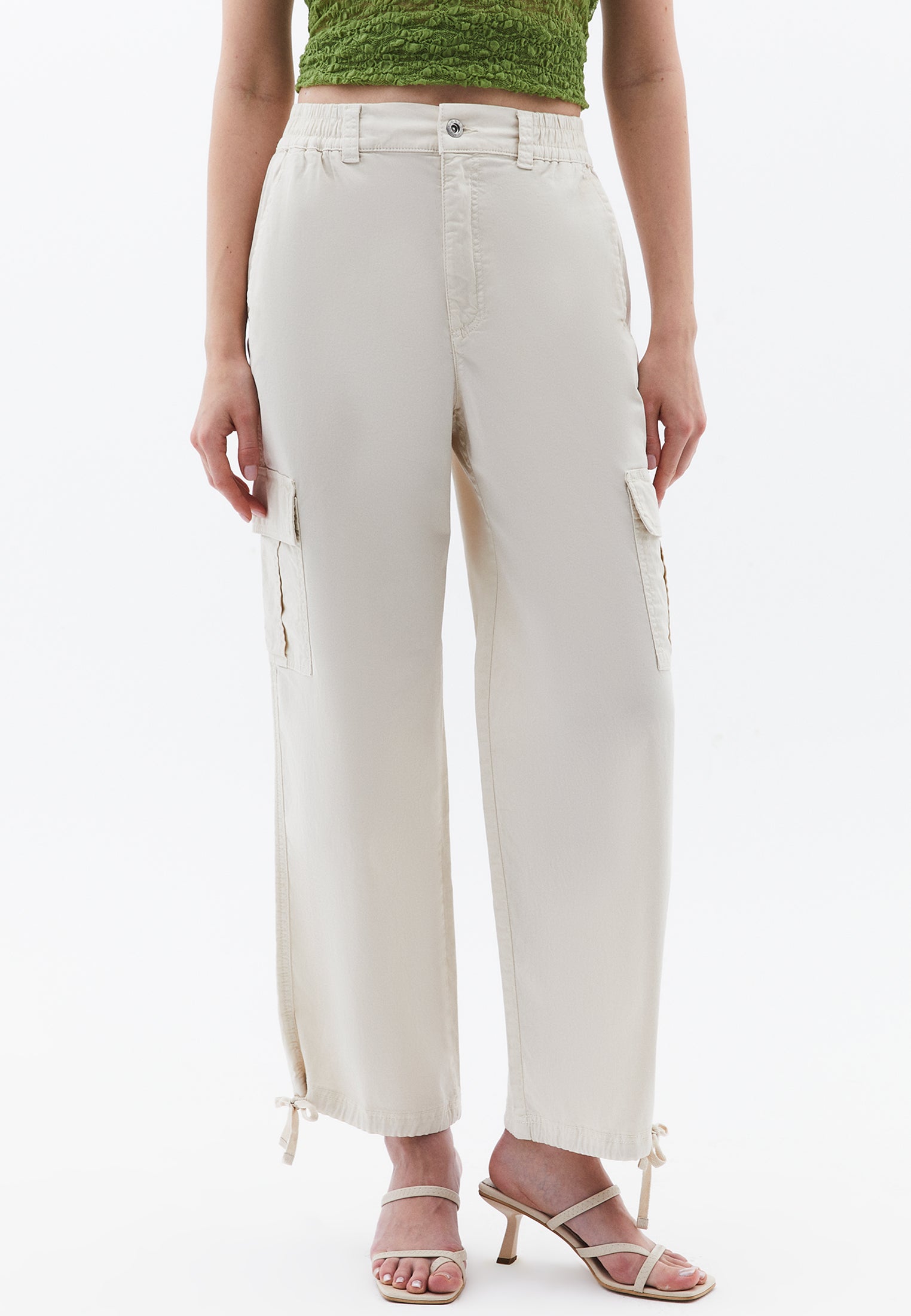 Jogger Pants With Belt Detail - ANTIK SILVER BIRCH