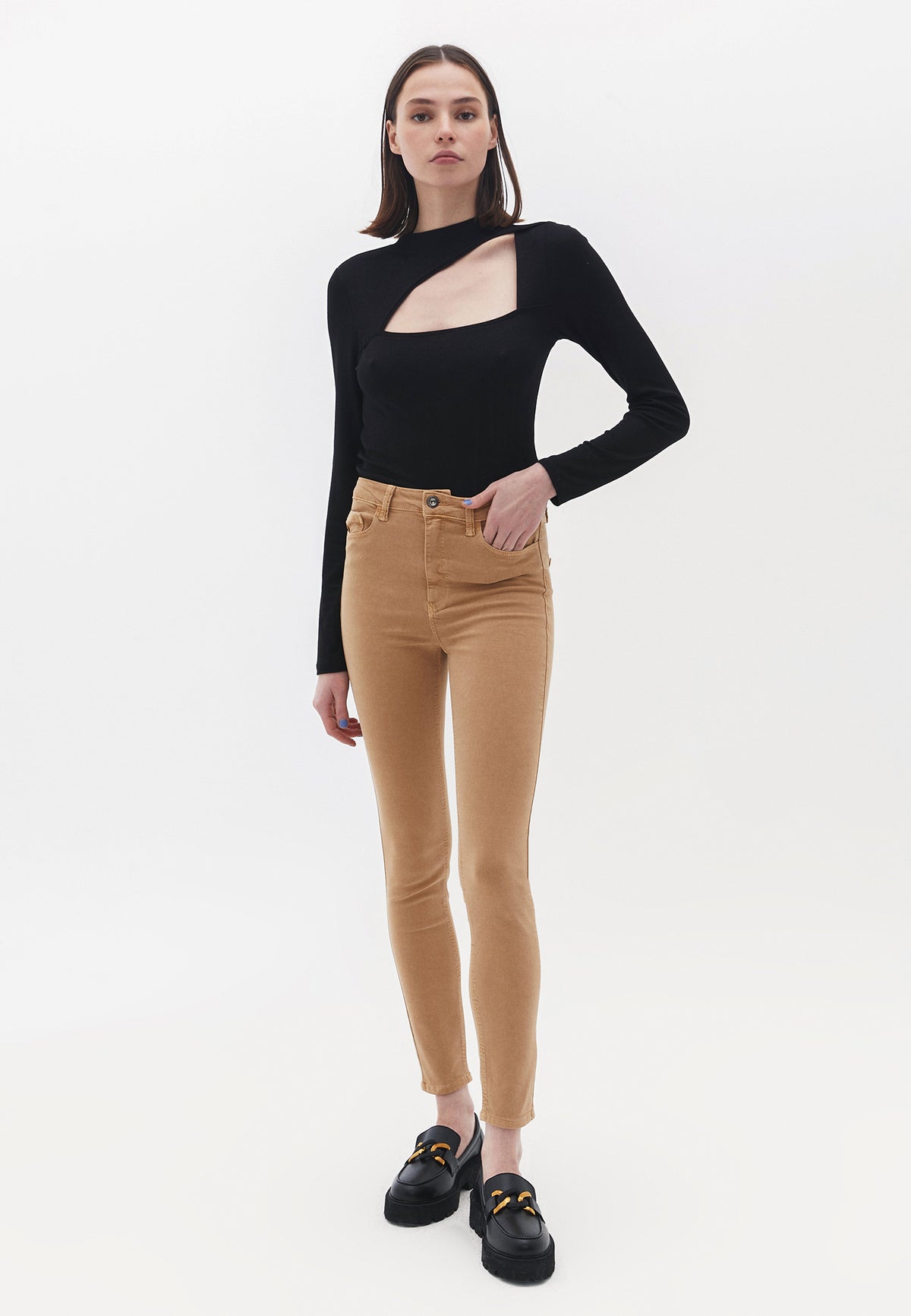 High Waist Skinny Pants - ANTIK TIGER S EYE