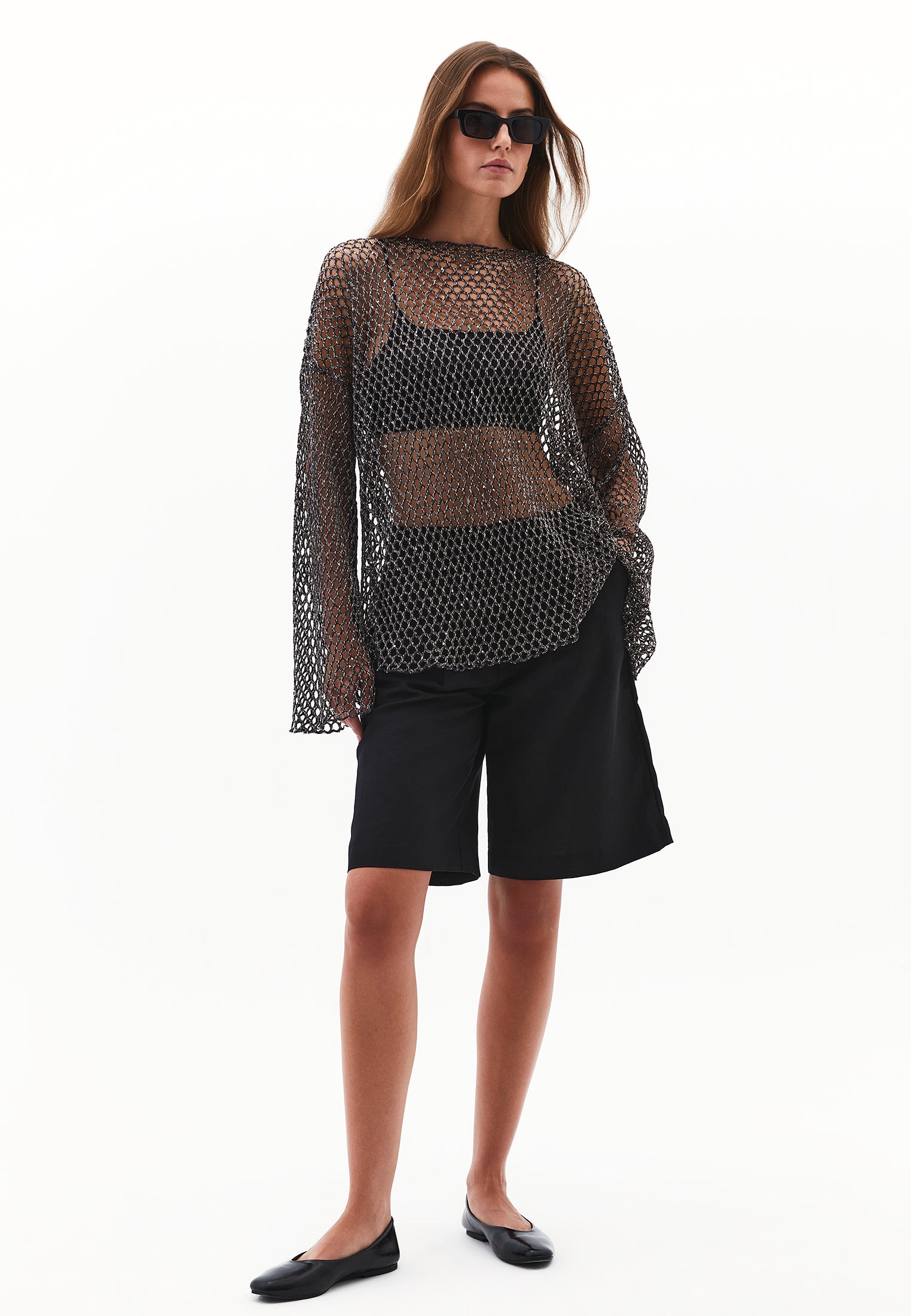 File detailed long sleeve blouse - ANTRA MELANGE