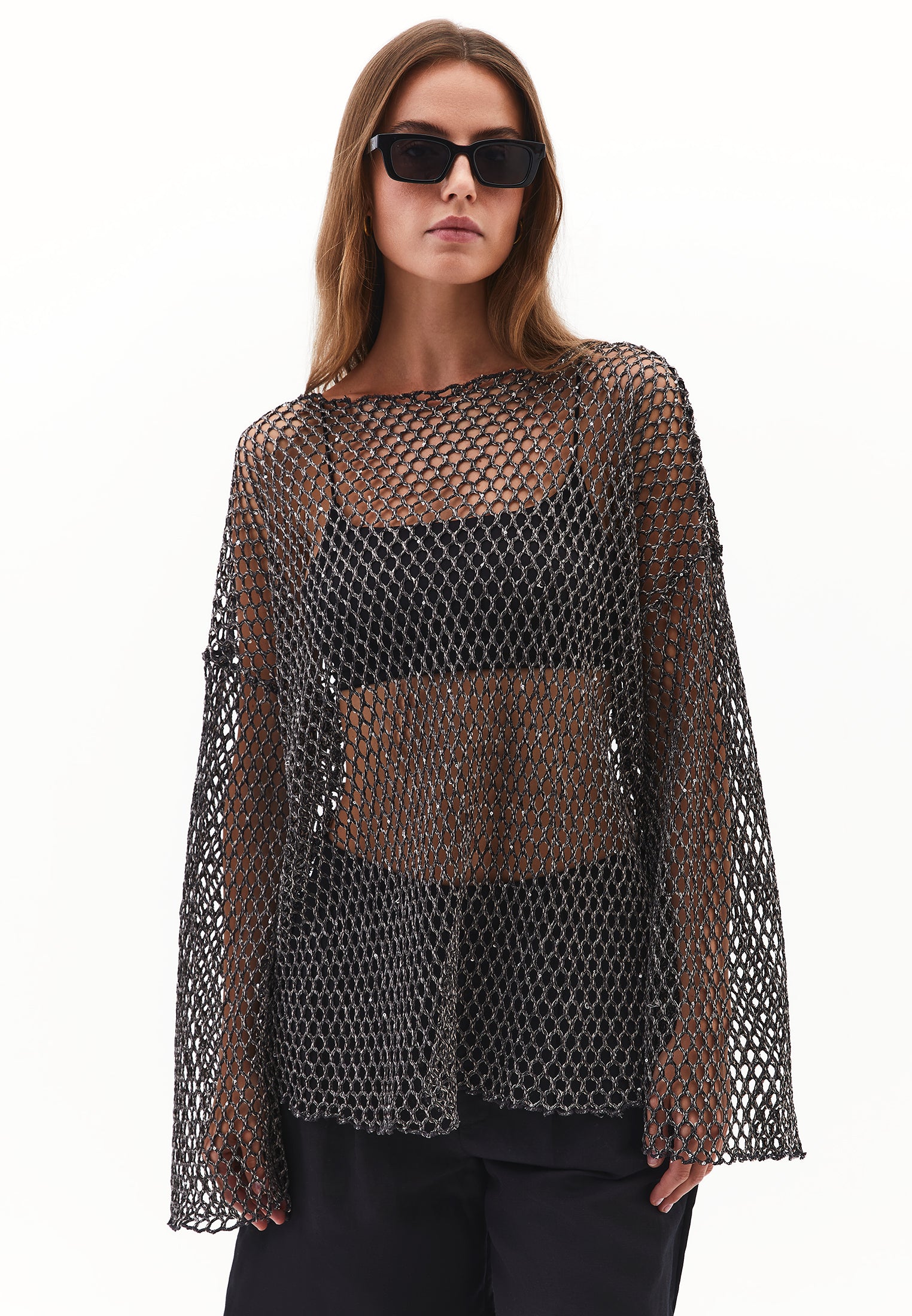 File detailed long sleeve blouse - ANTRA MELANGE