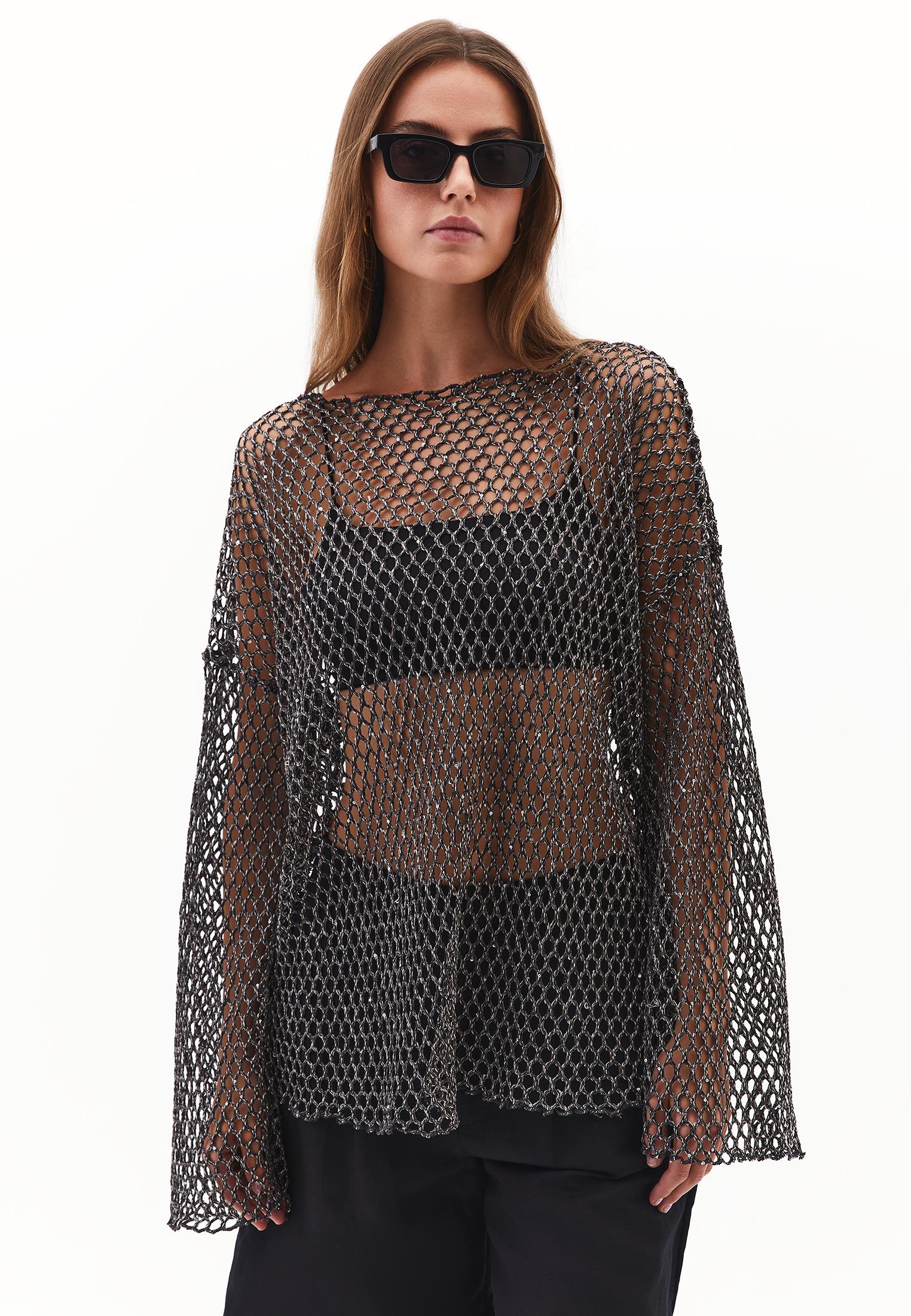 Blouse With Mesh Detailed Long Sleeves - ANTRA MELANGE