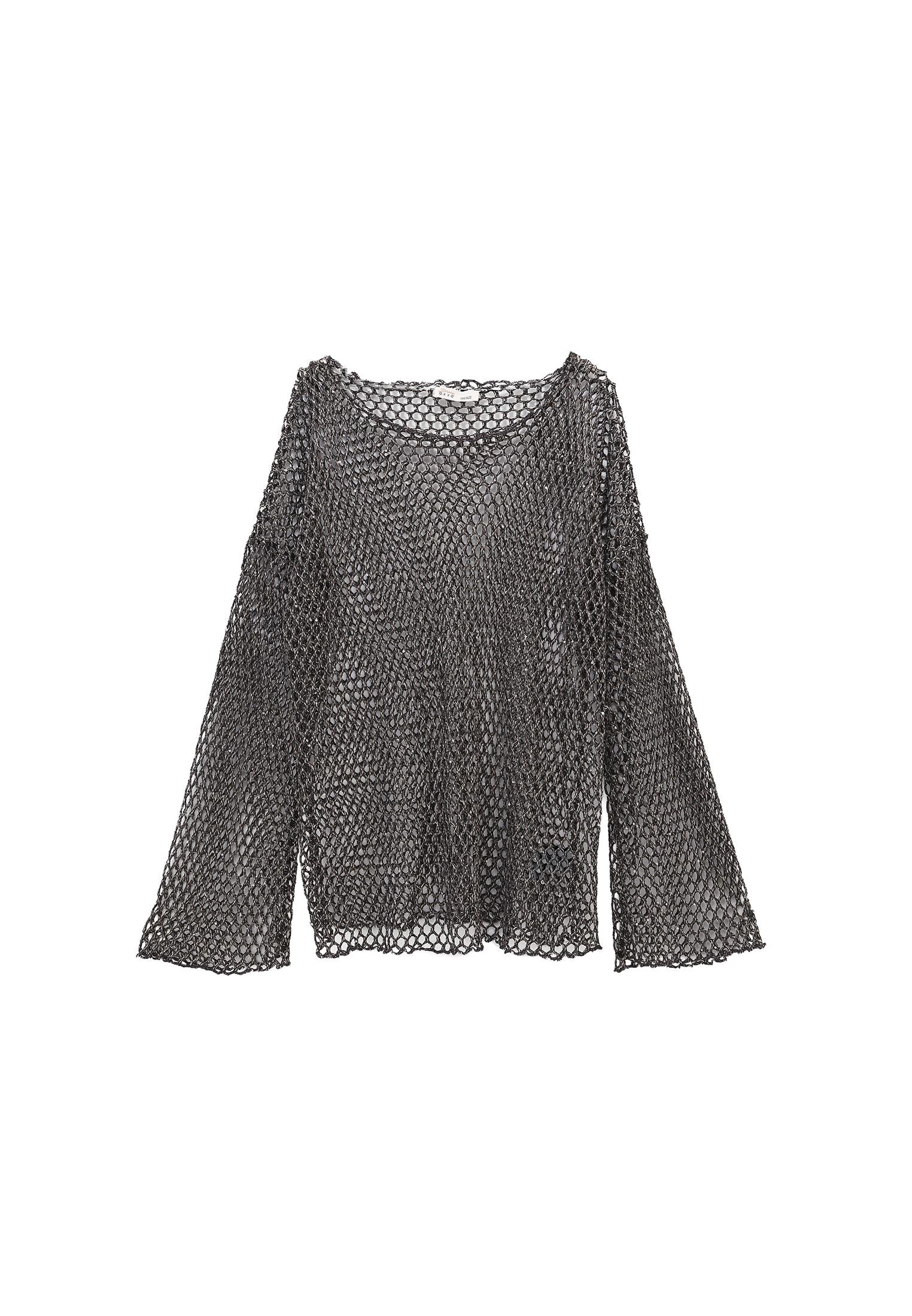 Blouse With Mesh Detailed Long Sleeves - ANTRA MELANGE