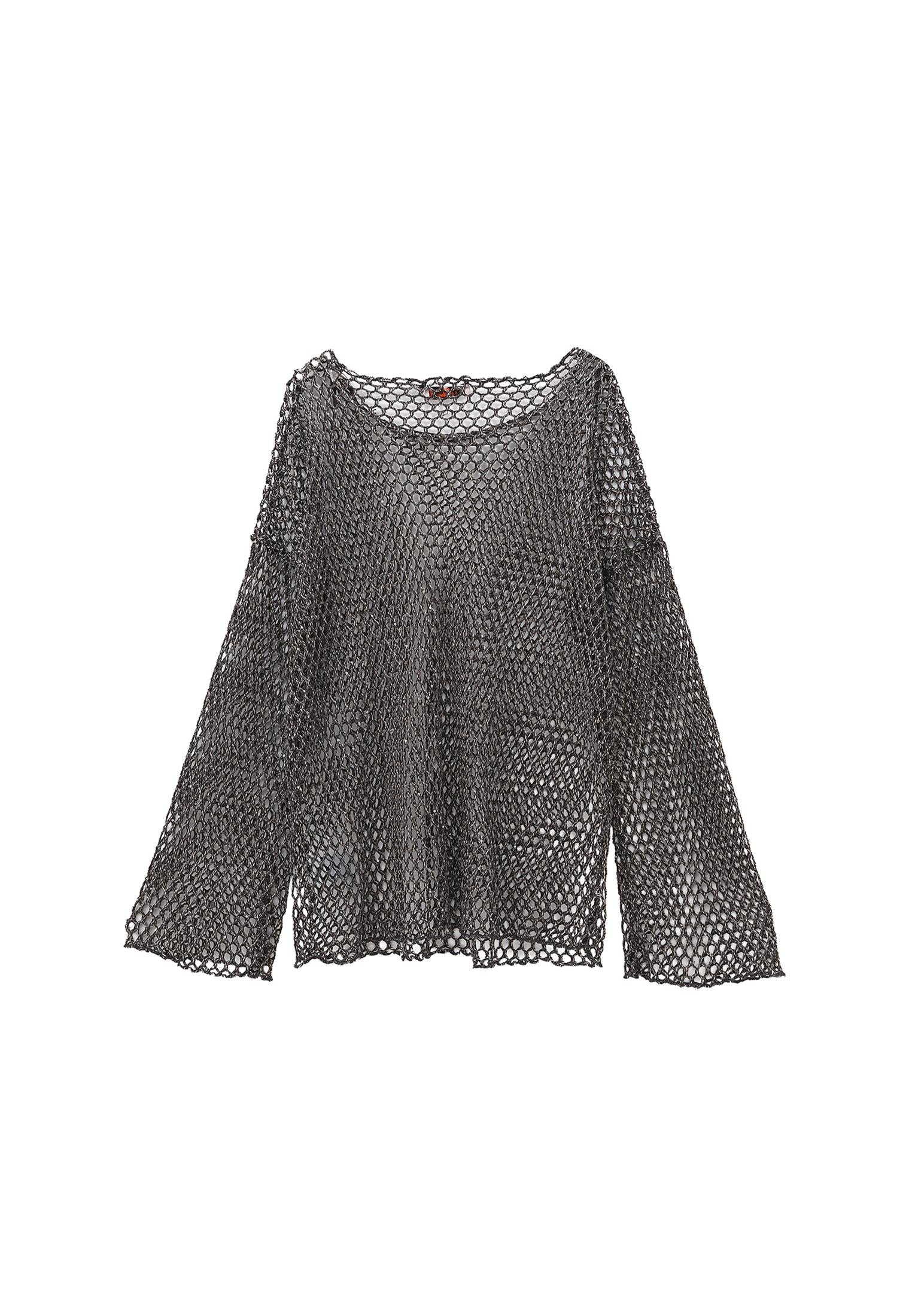 Blouse With Mesh Detailed Long Sleeves - ANTRA MELANGE