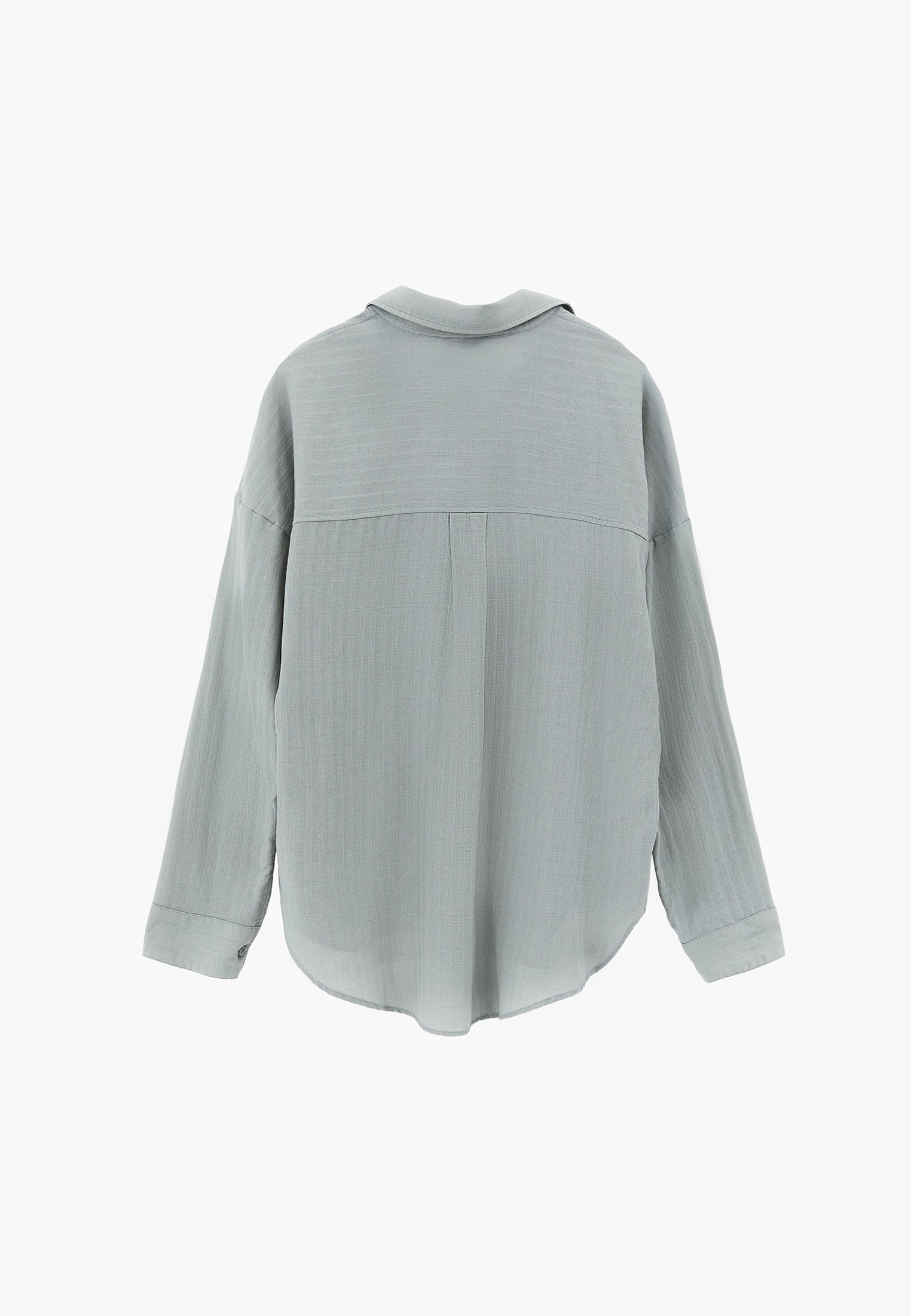 Oversize Long Sleeve Shirt With Pocket Detail - AQUA GRAY