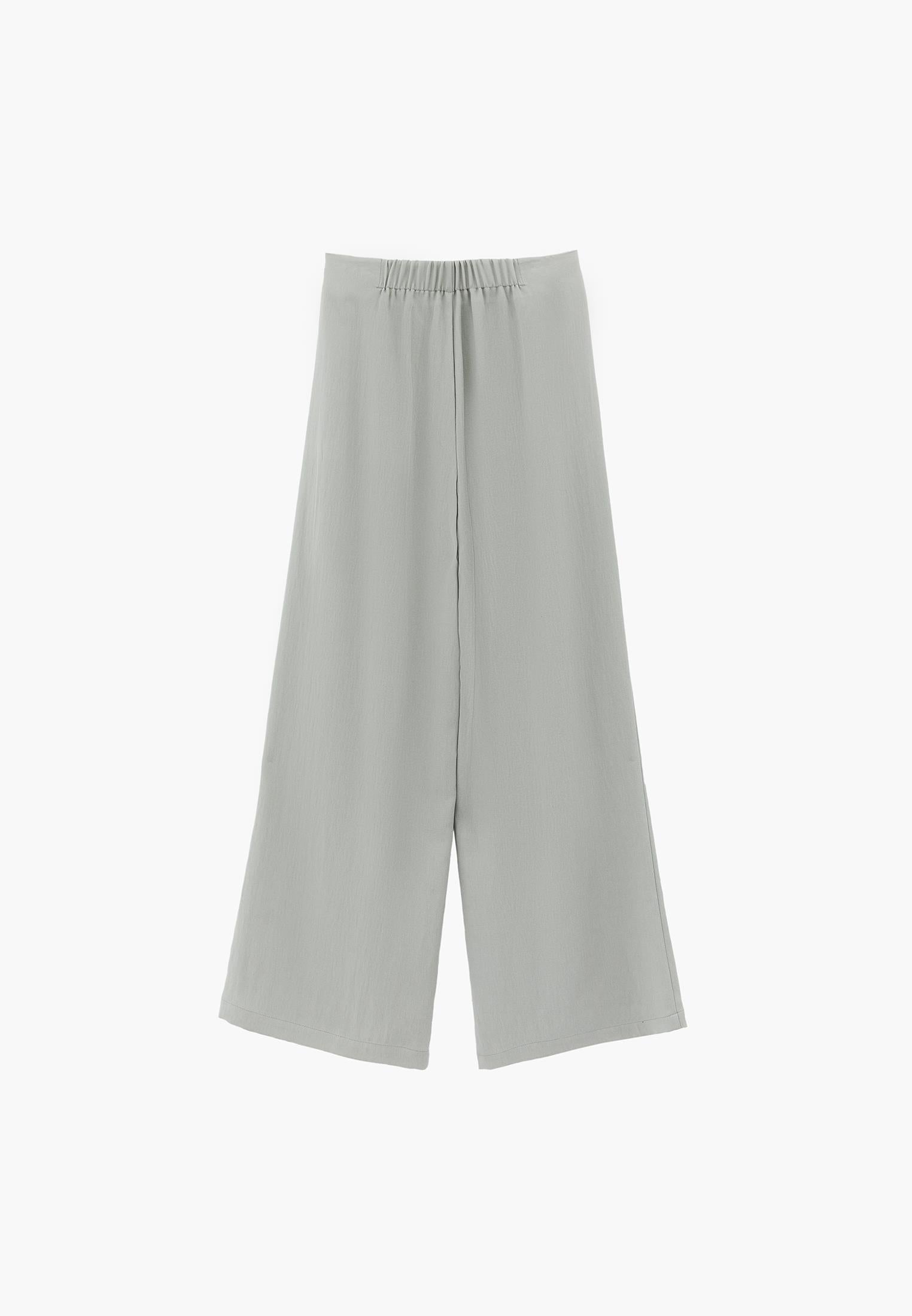 Ultra High Waist Wide Leg Pleated Pants - AQUA GRAY