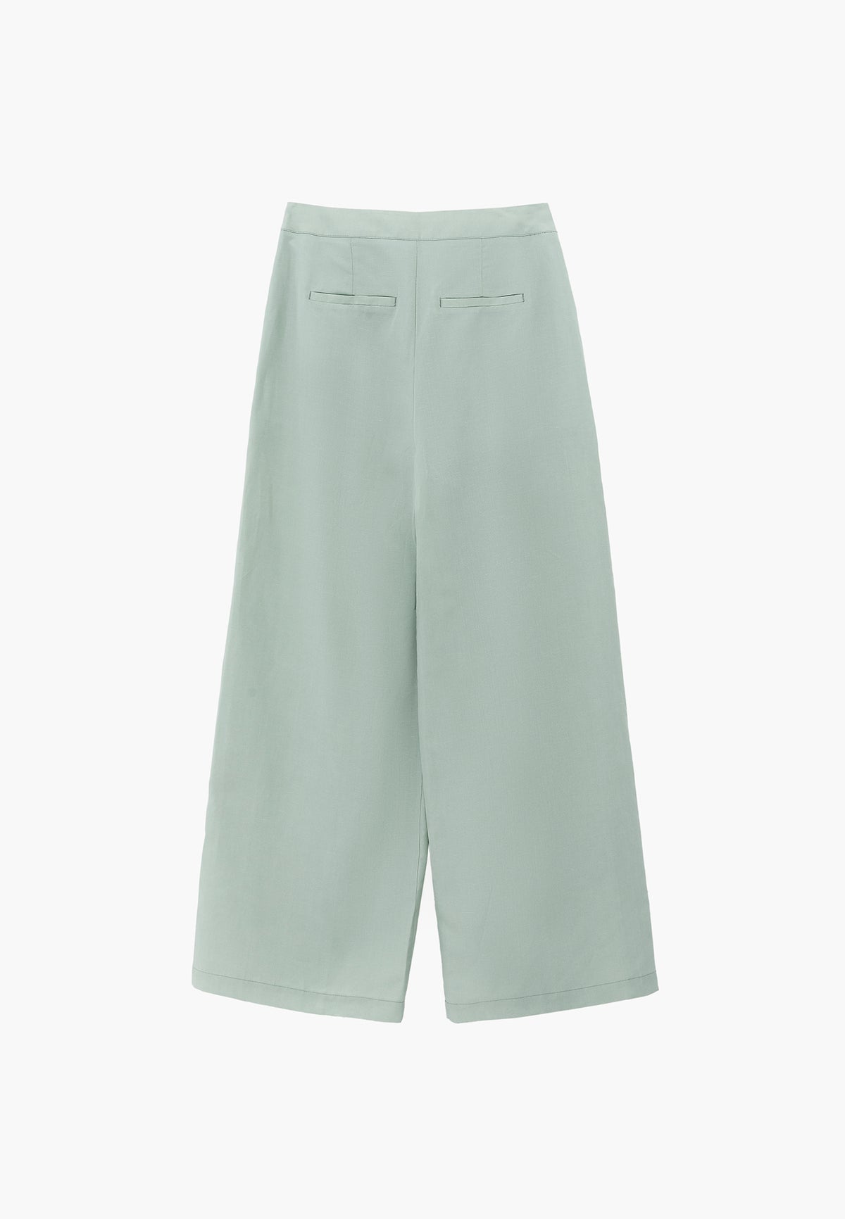 Belted High Waist Wide Leg Pants - AQUA GRAY