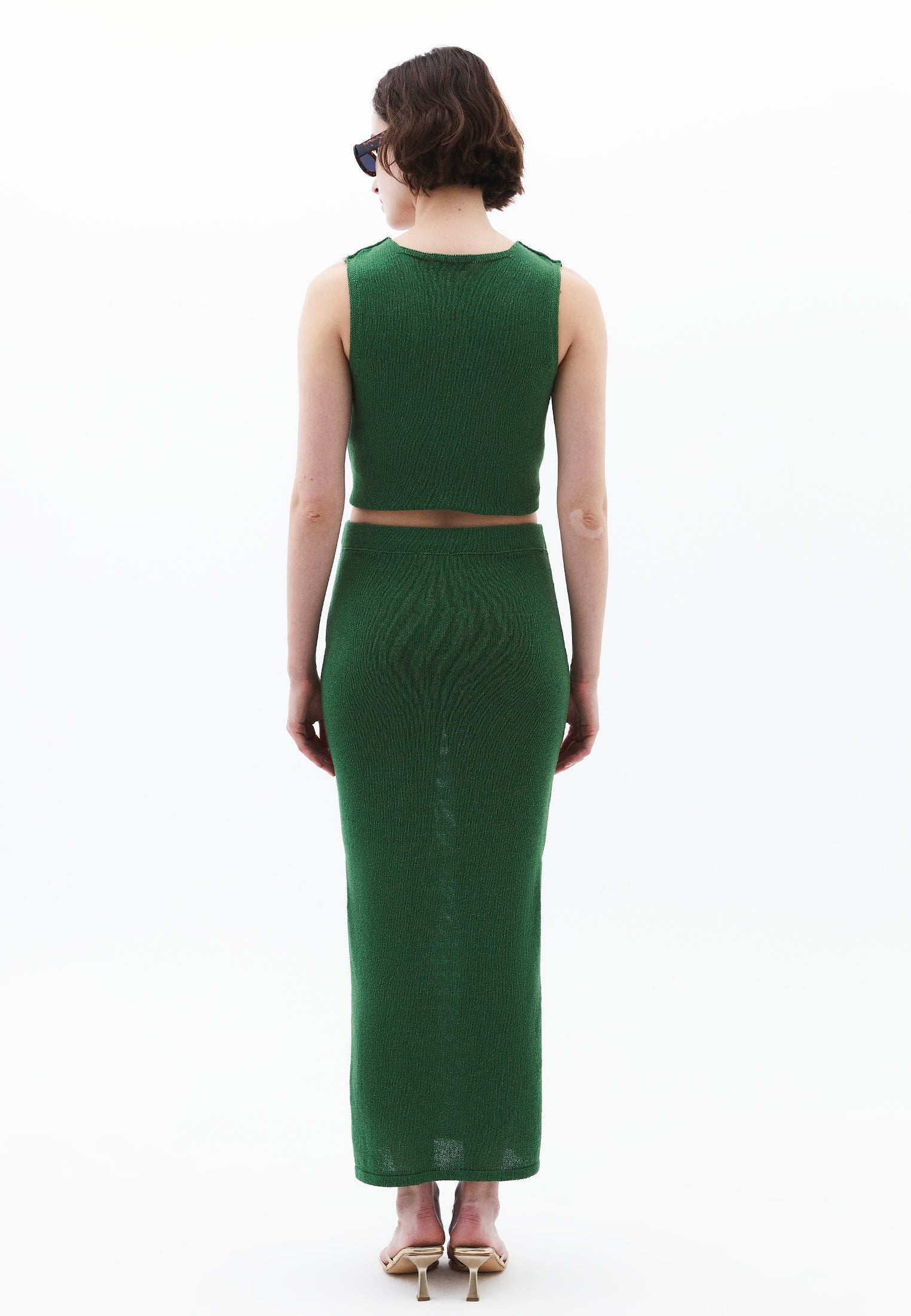 Long Skirt With Slit Detail - ARTICHOKE GREEN
