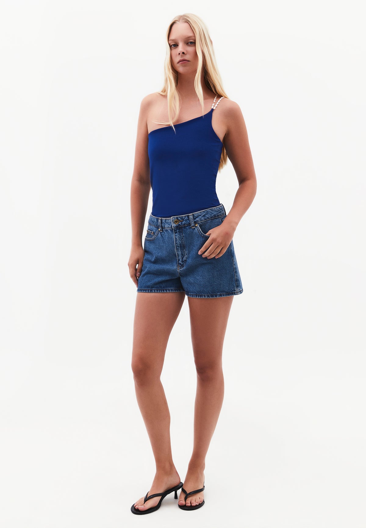 One Shoulder Bodycon Tank - BELLWETHER BLUE