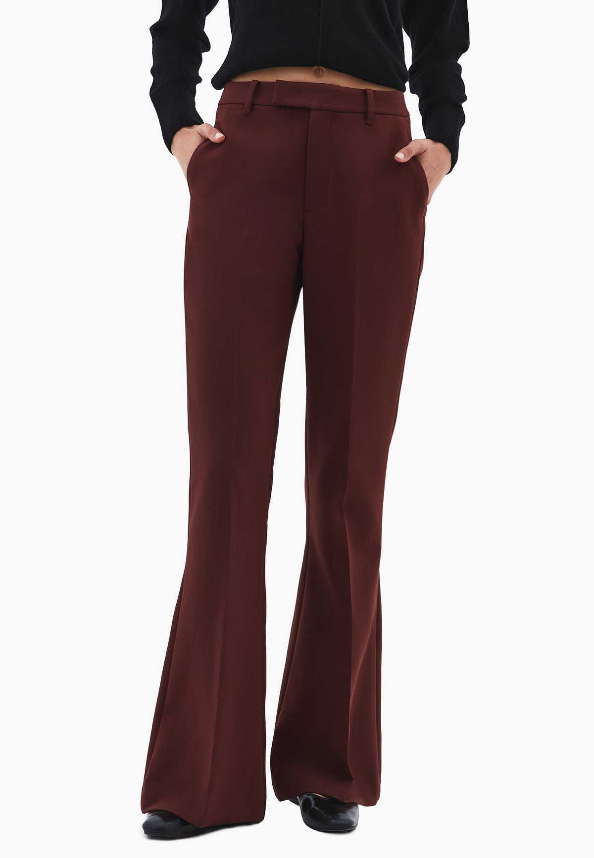Spanish Leg High Waist Pants - BITTER CHOCOLATE