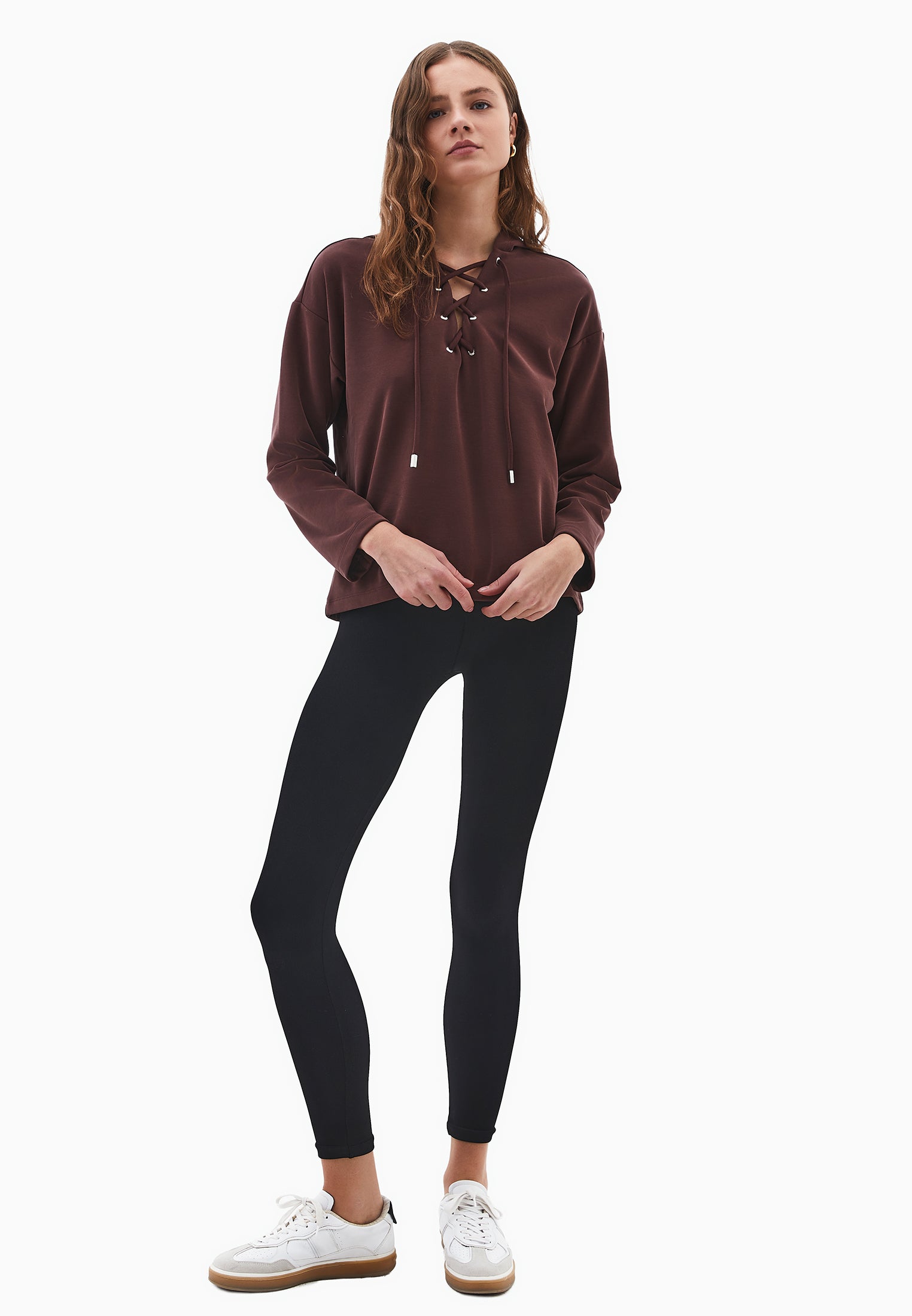 Hooded oversized sweatshirt - BITTER CHOCOLATE