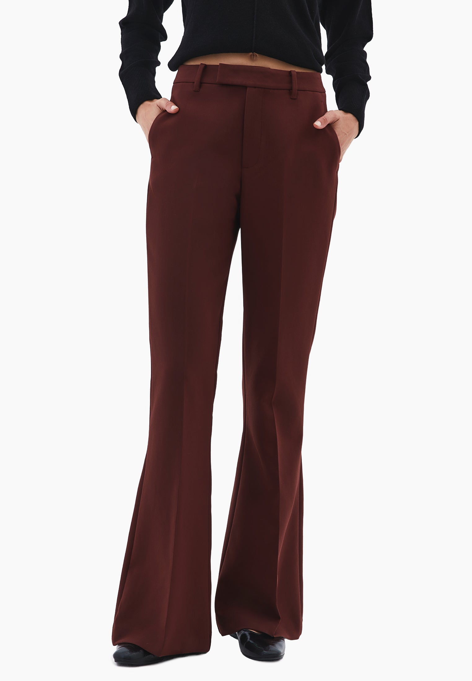 Spanish flare high waist pants - BITTER CHOCOLATE