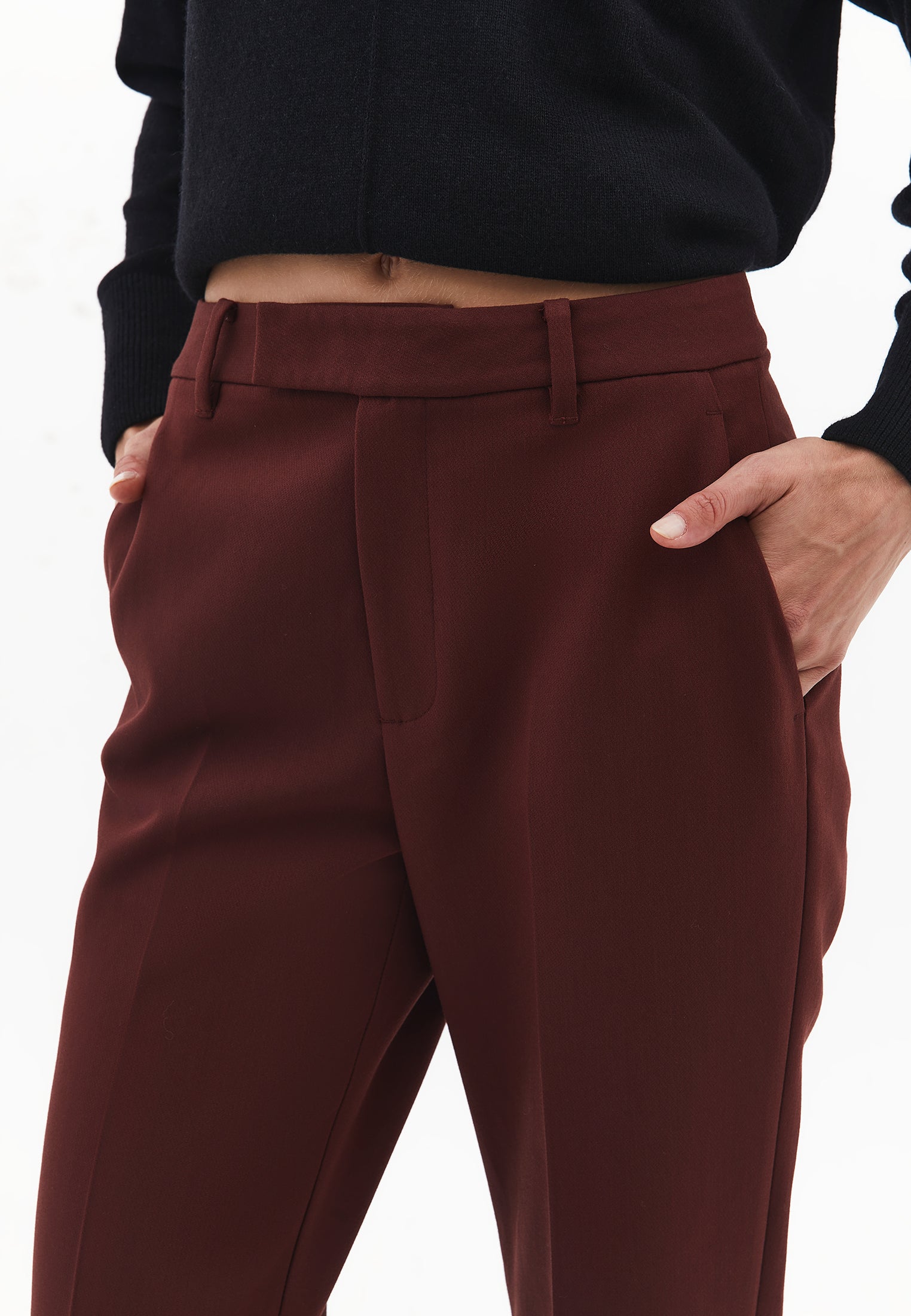 Spanish flare high waist pants - BITTER CHOCOLATE