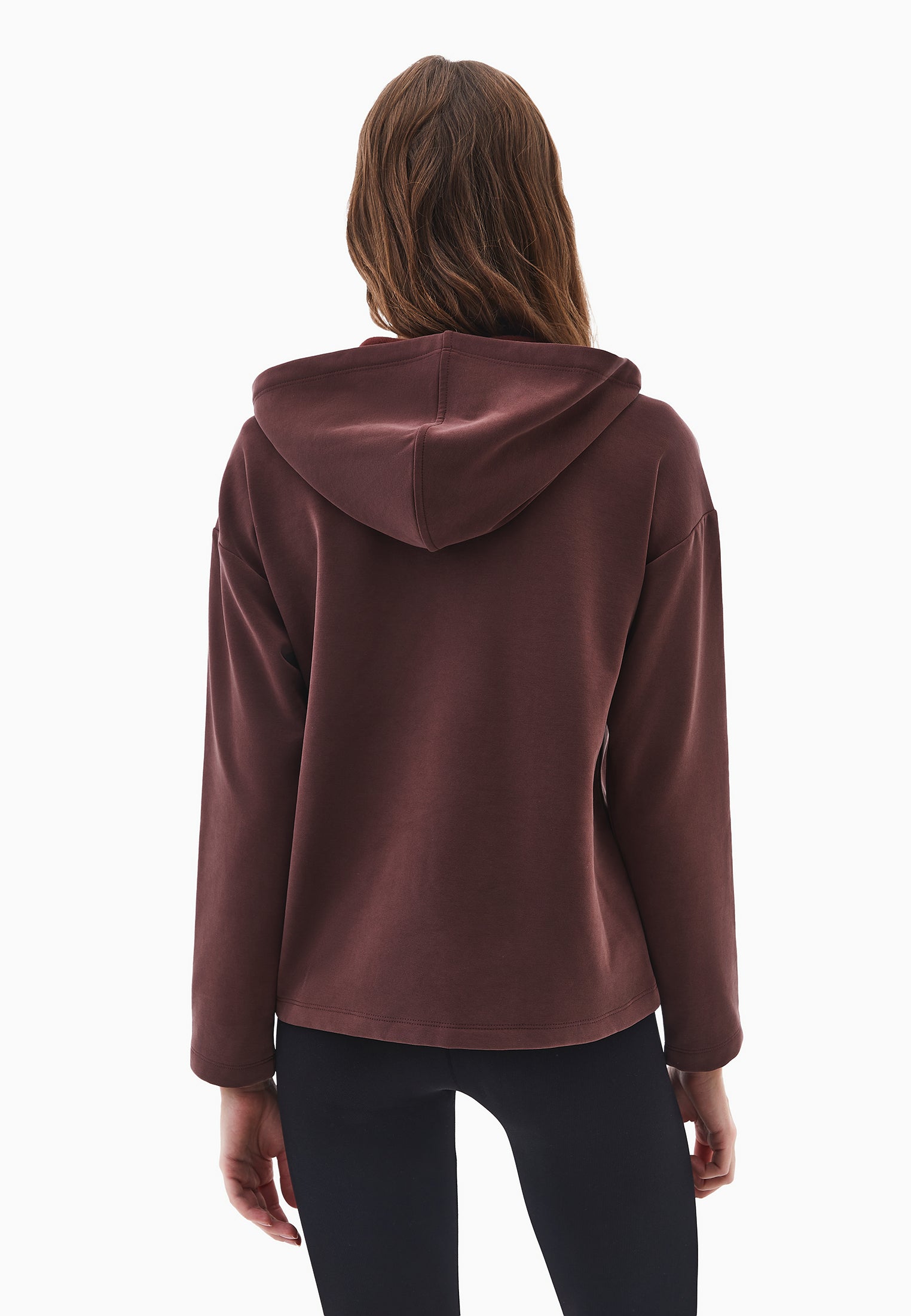 Hooded oversized sweatshirt - BITTER CHOCOLATE