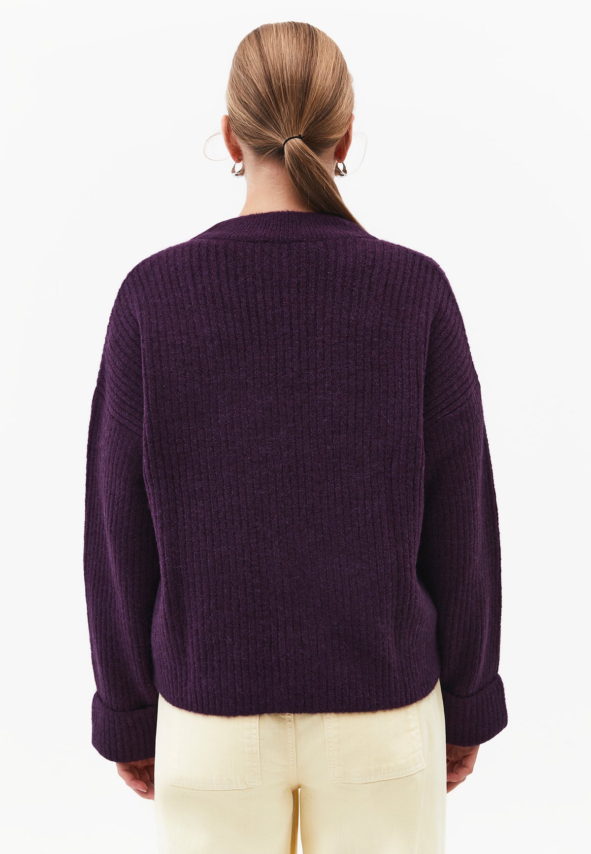 Loose V-Neck Sweater - Purple