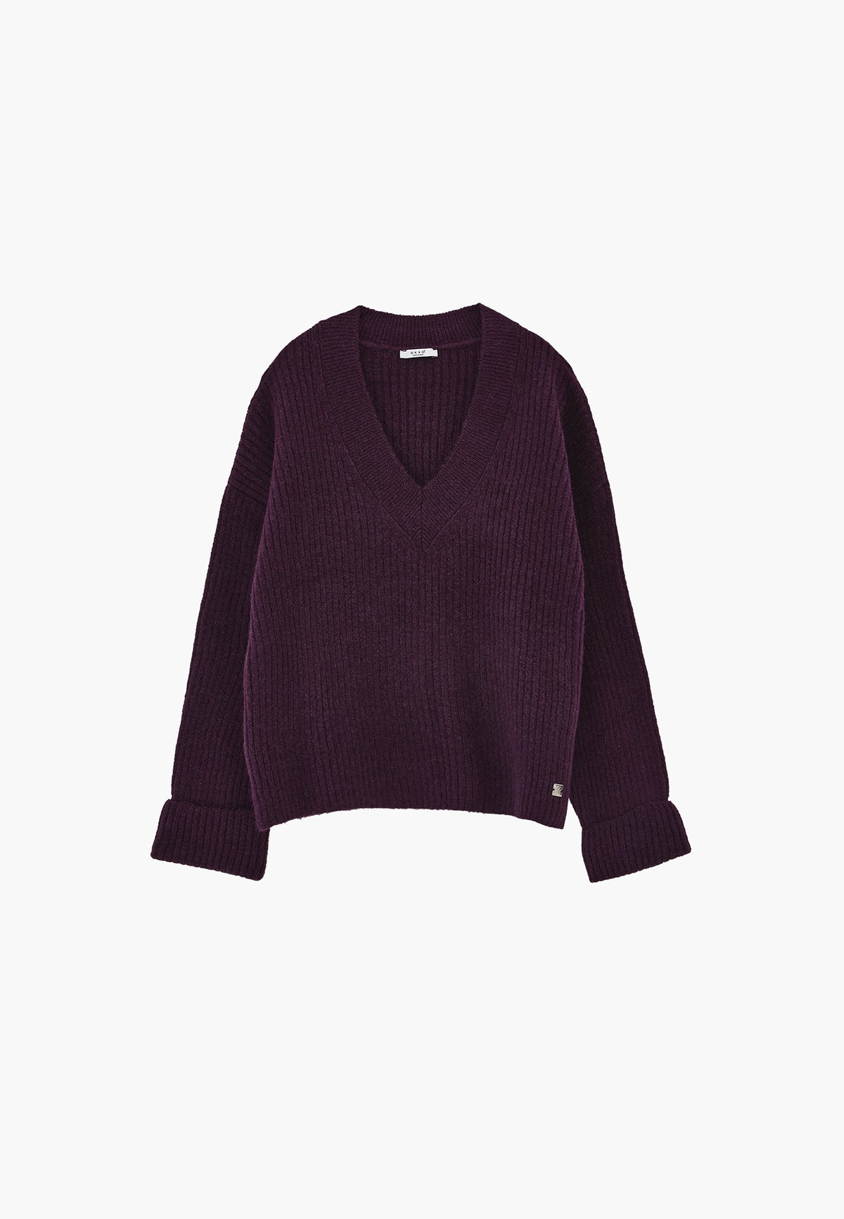 Loose V-Neck Sweater - Purple