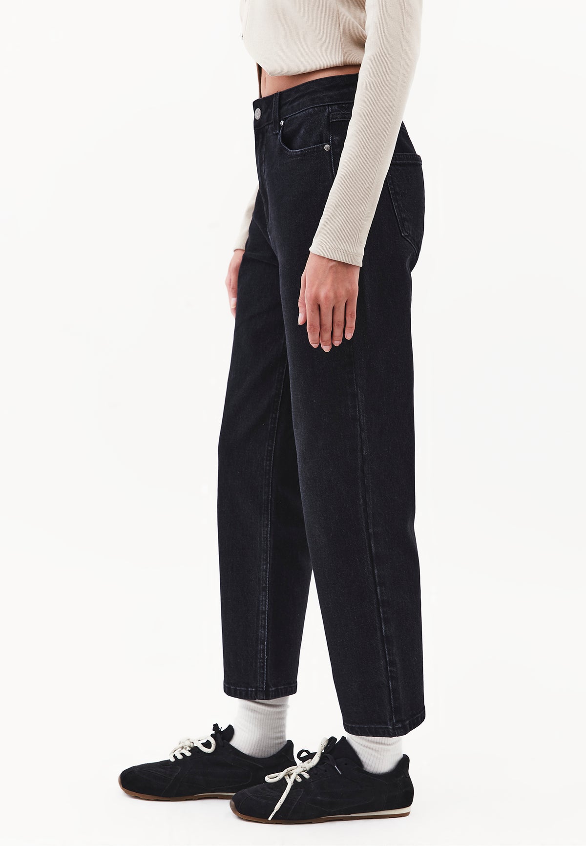 Five Pocket Straight Leg Denim Pants - BLACK DENIM
