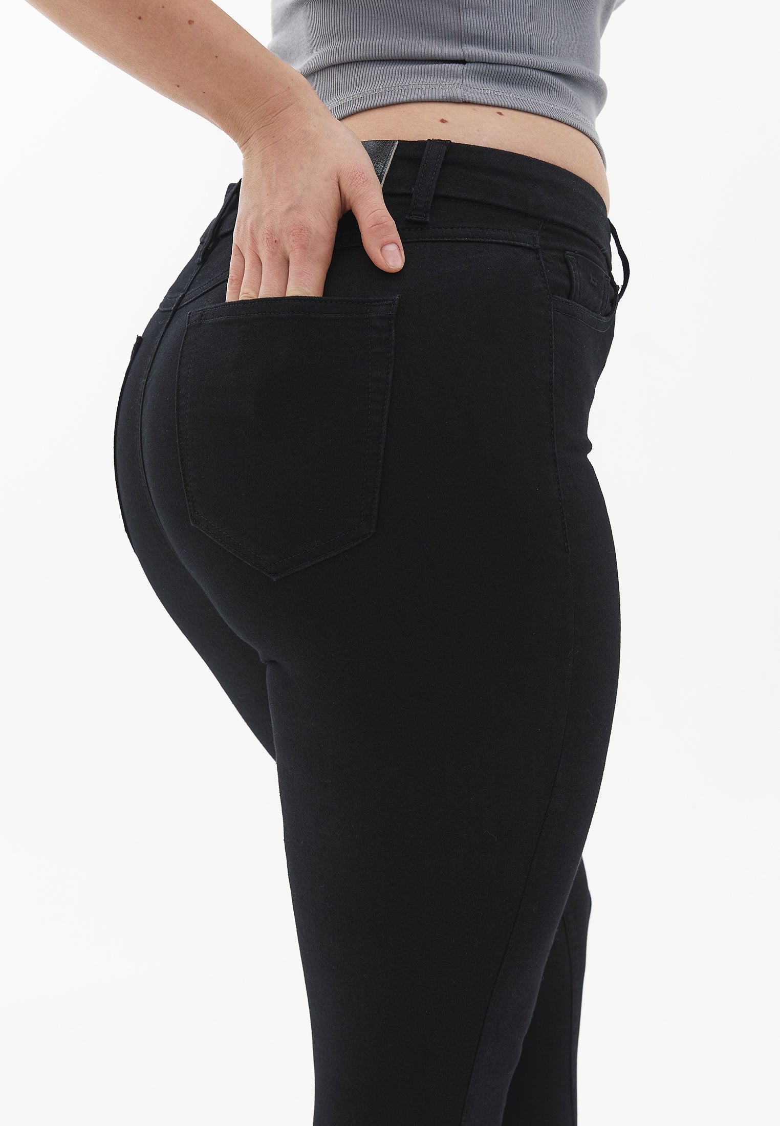 Ultra high waist jeans leggings - BLACK DENIM
