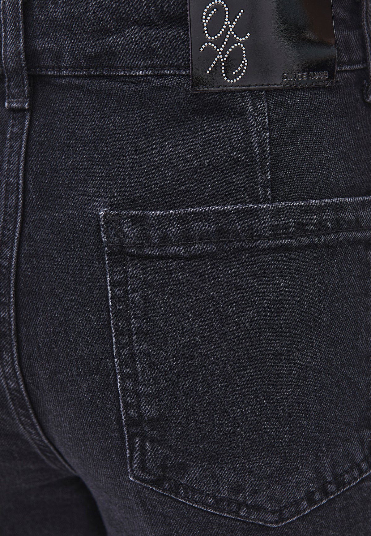 Barrel Leg Denim Pants with Cut Details - Black