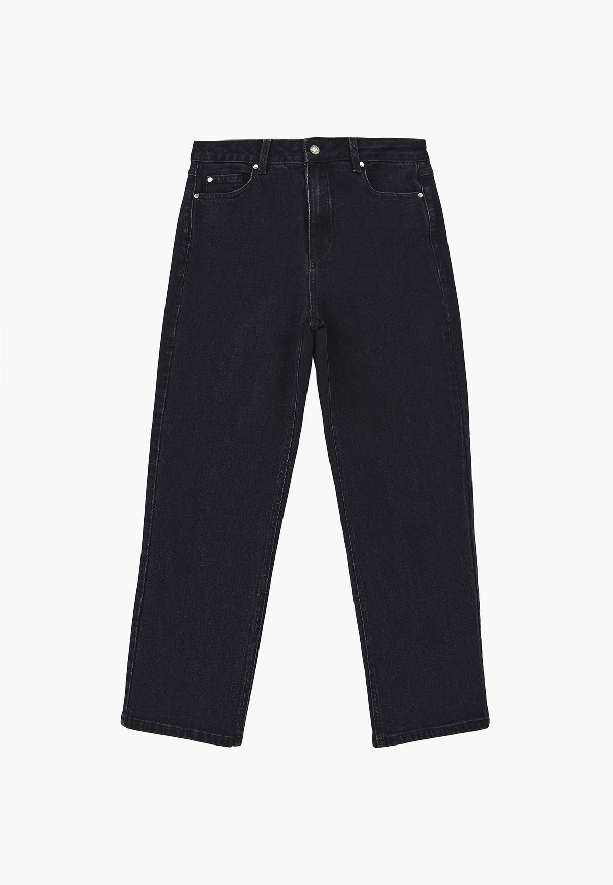 Five Pocket Straight Leg Denim Pants - BLACK DENIM