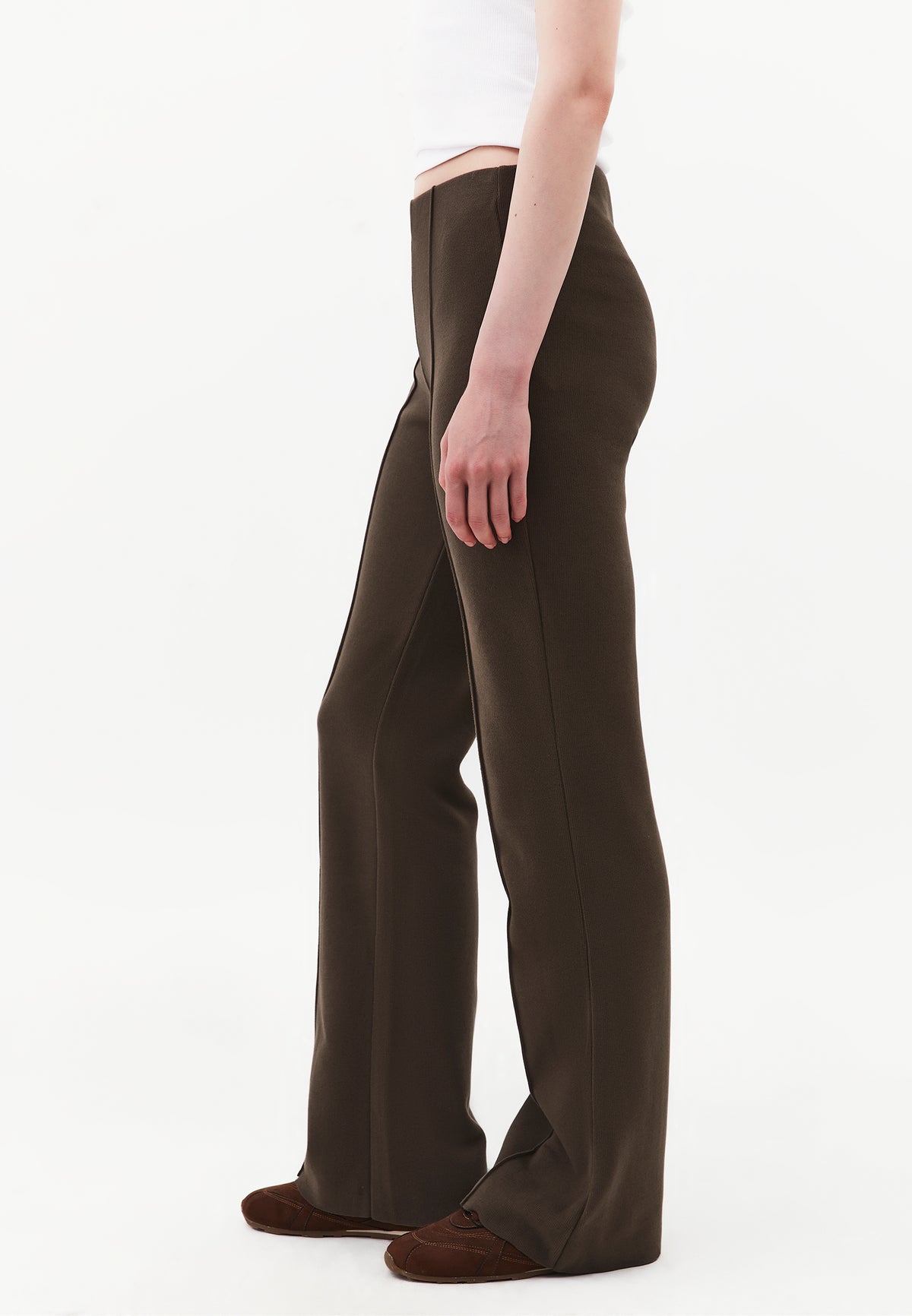 High Waist Flared Spanish Trousers - Brown