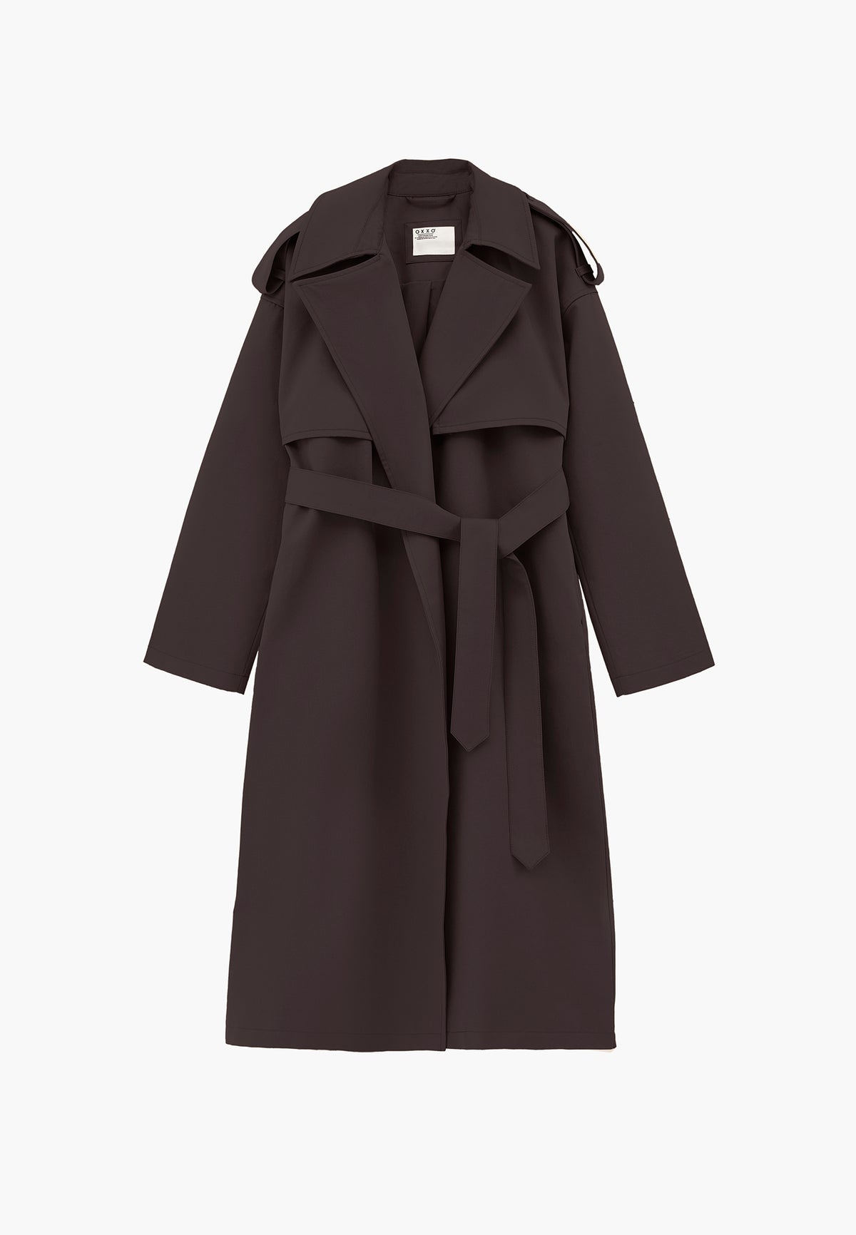 Long Trenchcoat With Belt - BLACK SAND