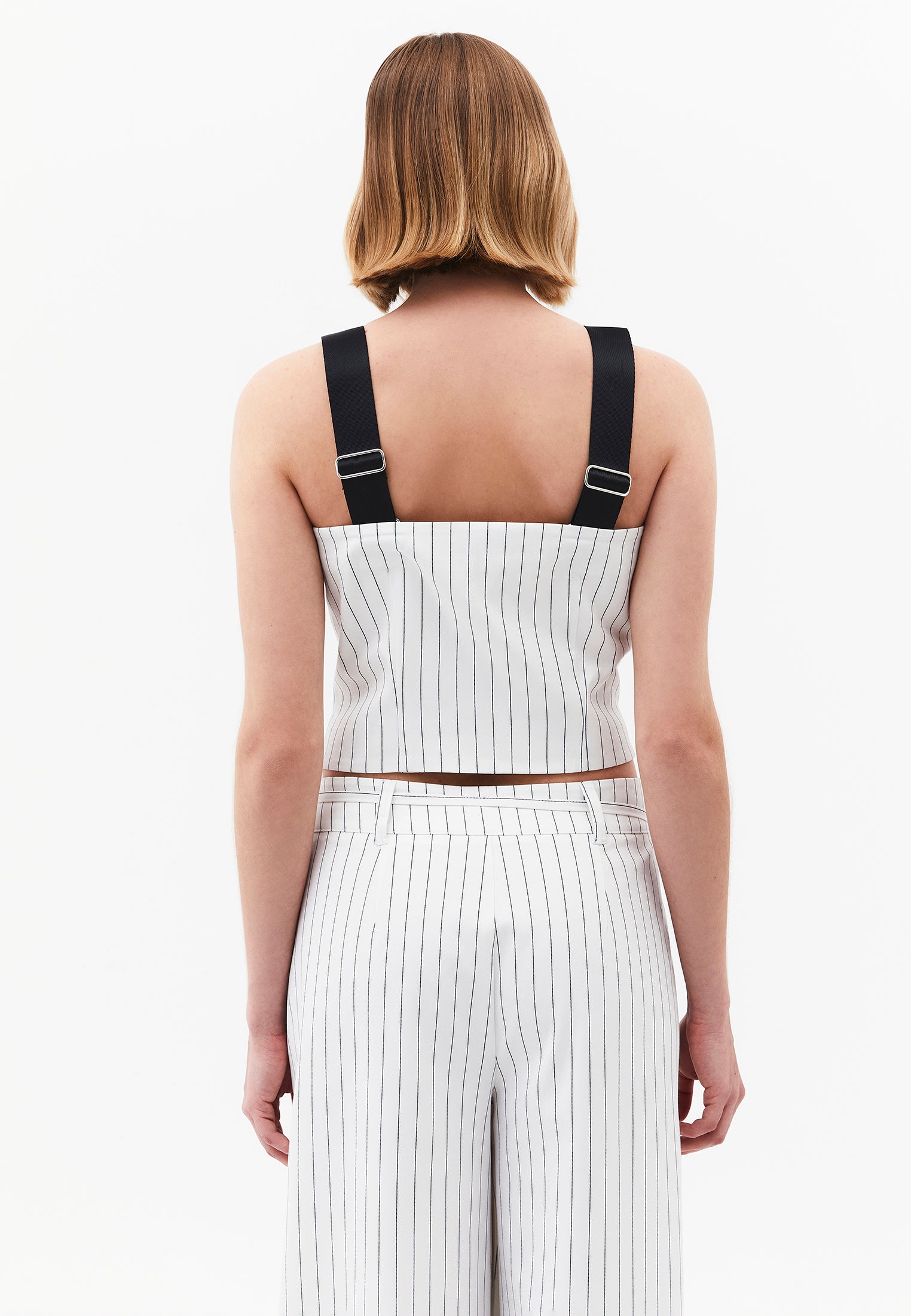 Standard Length V-Neck Striped Vest - BLACK STRIPE COMB