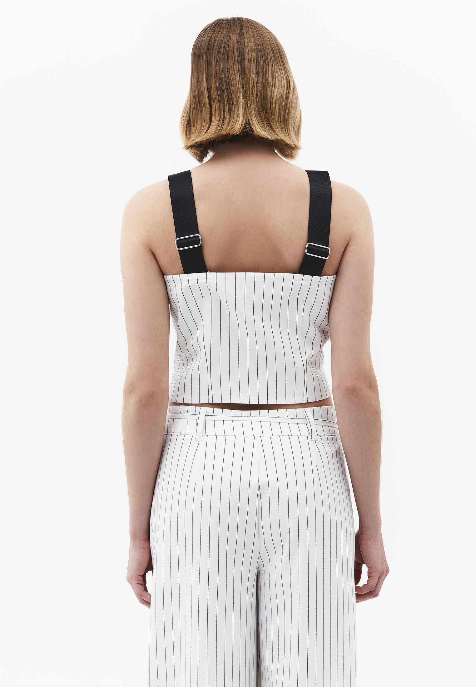 Standard Length V-Neck Striped Vest - BLACK STRIPE COMB