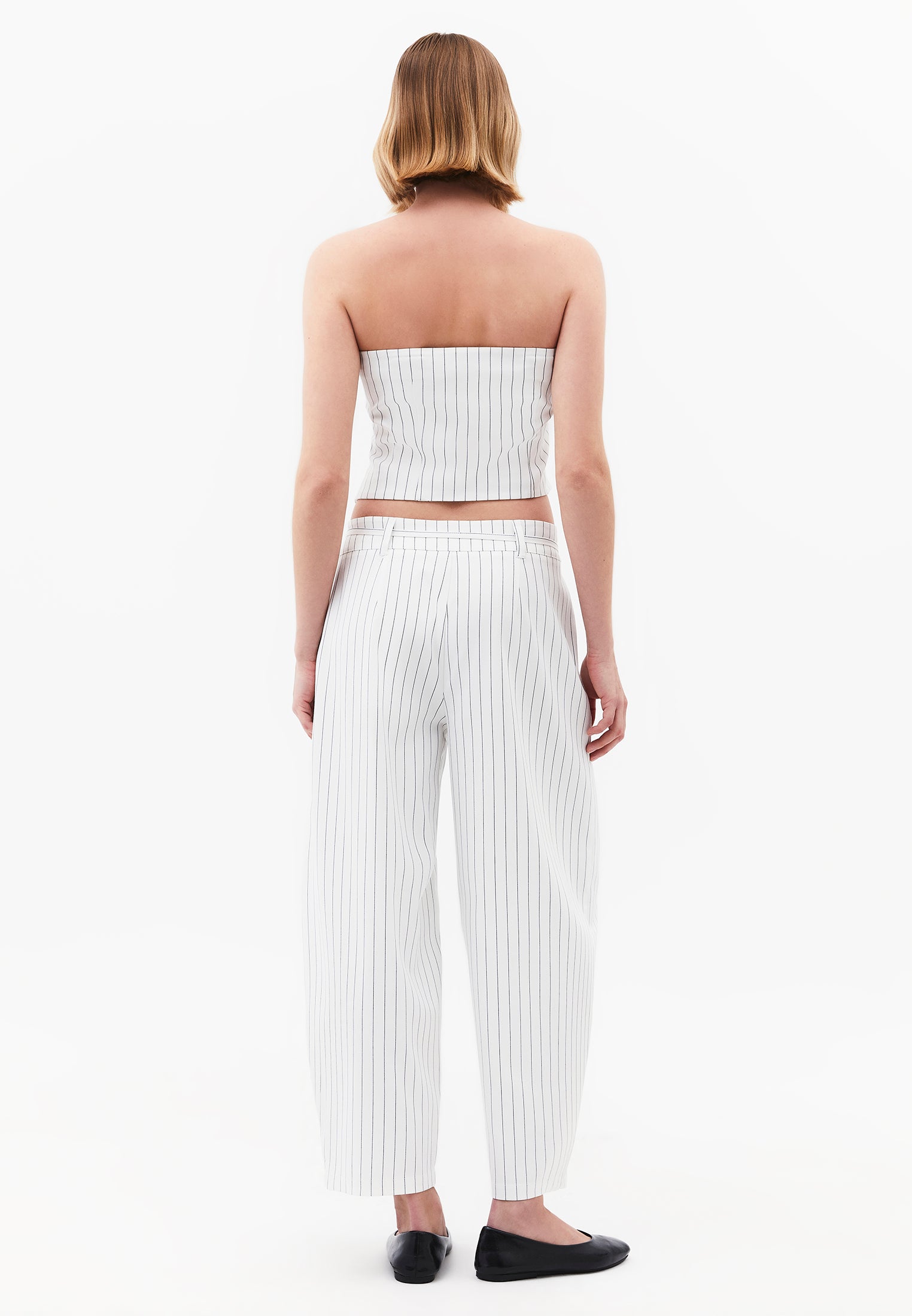 Striped Barrel Leg Long Trousers - BLACK STRIPE COMB
