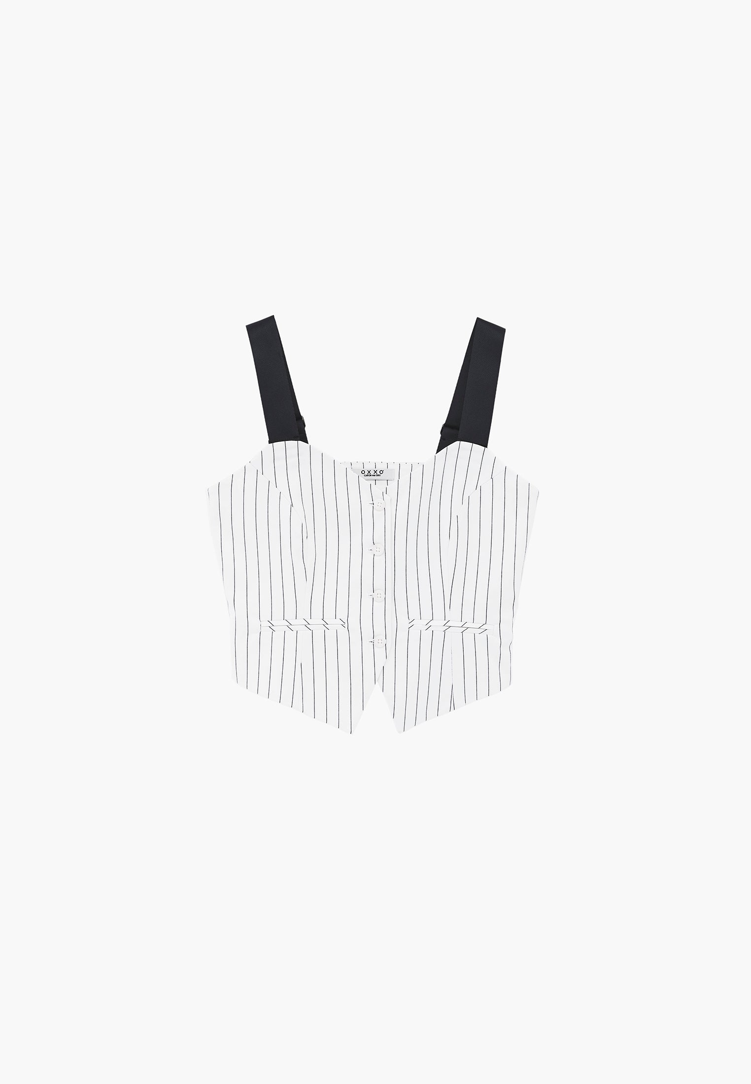 Standard Length V-Neck Striped Vest - BLACK STRIPE COMB