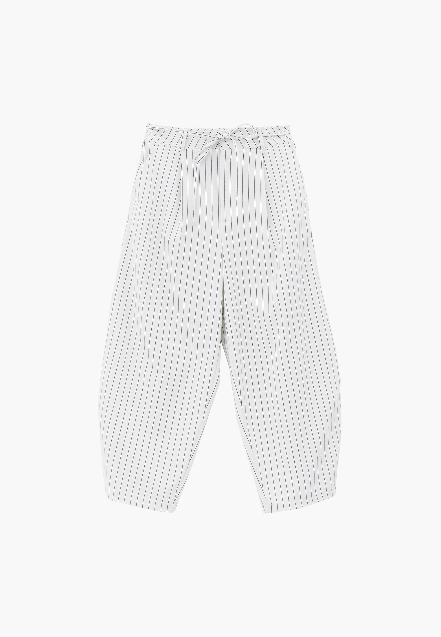 Striped Barrel Leg Long Trousers - BLACK STRIPE COMB