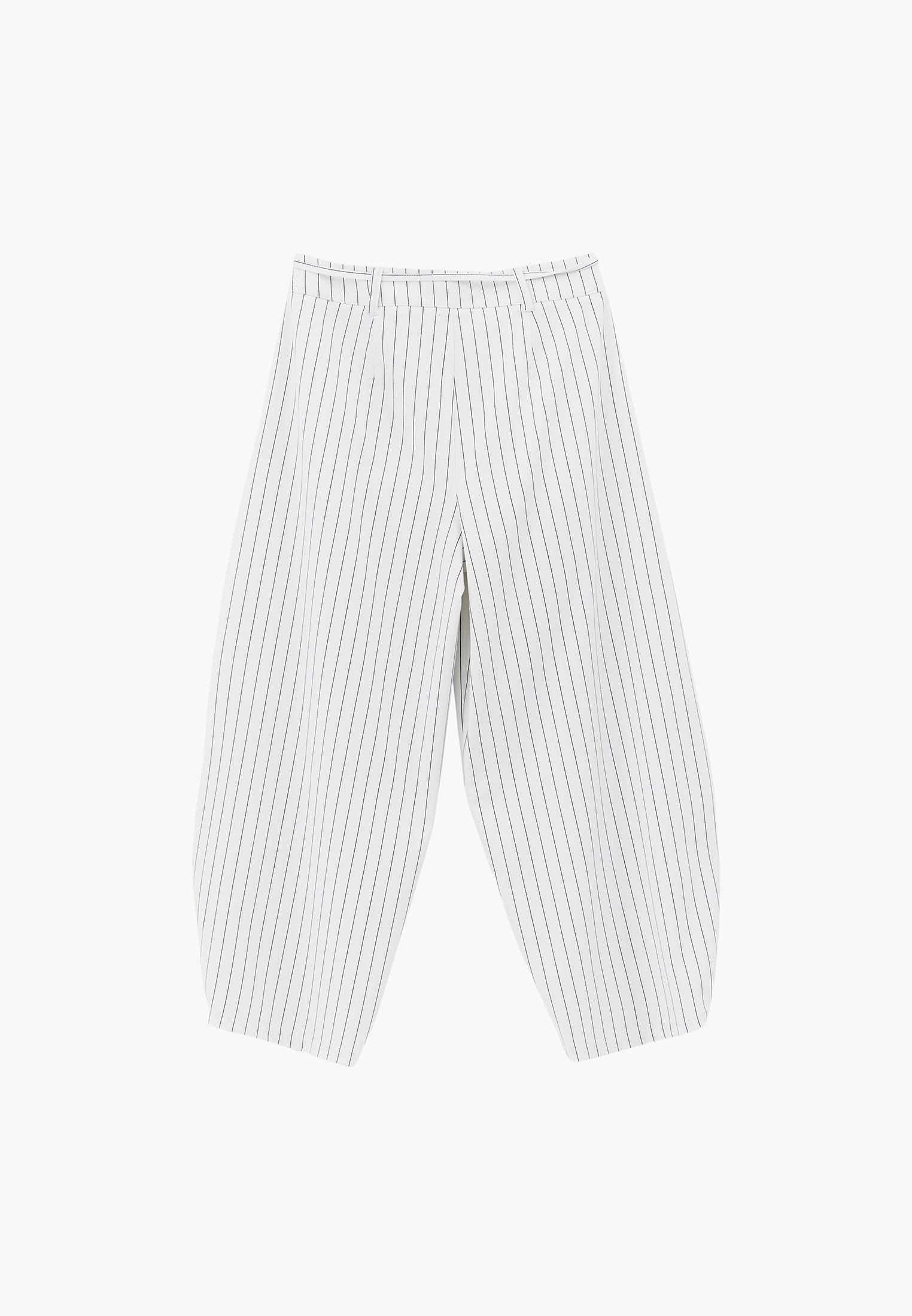 Striped Barrel Leg Long Trousers - BLACK STRIPE COMB