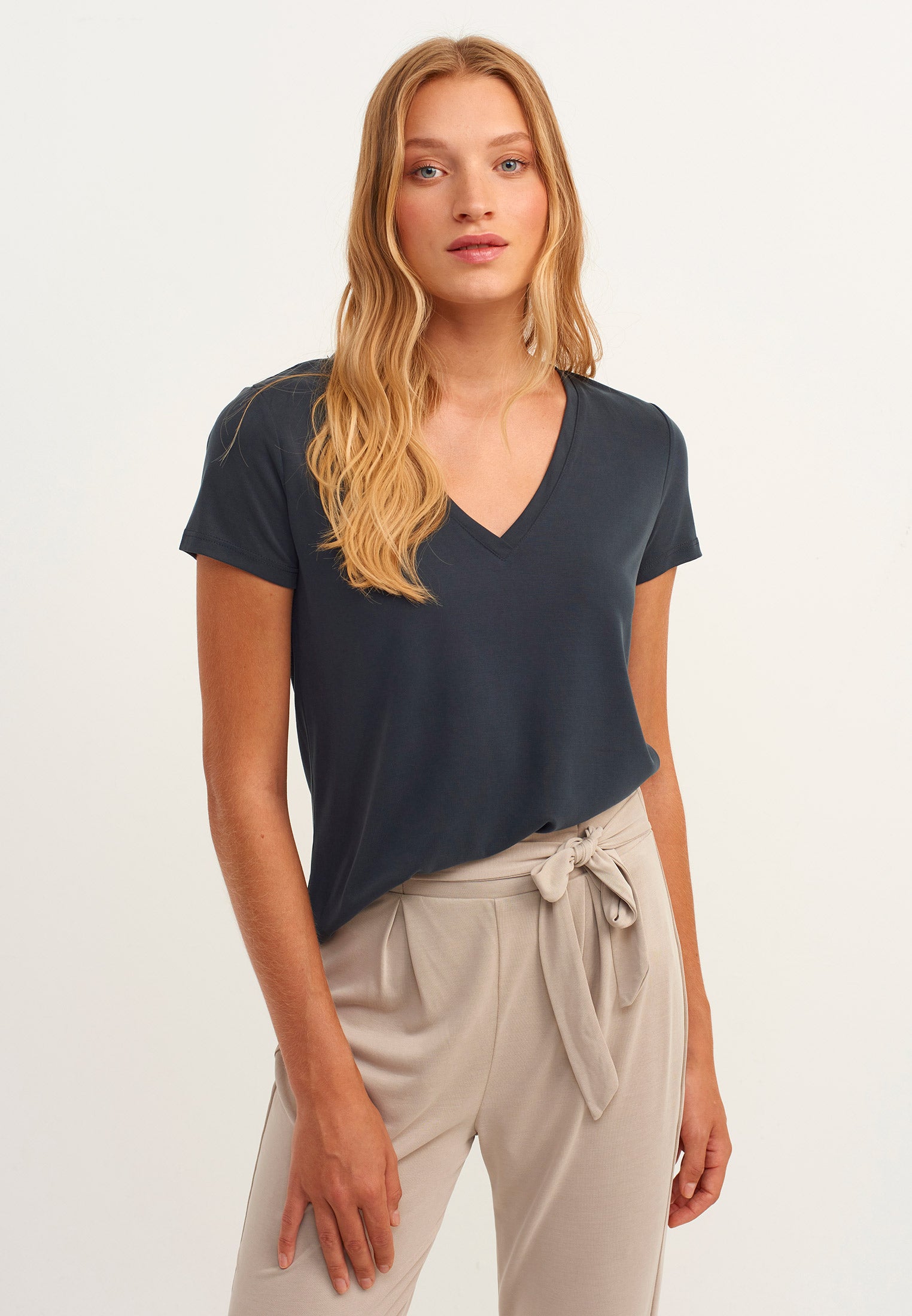 Soft textured short sleeve t-shirt - BLACK