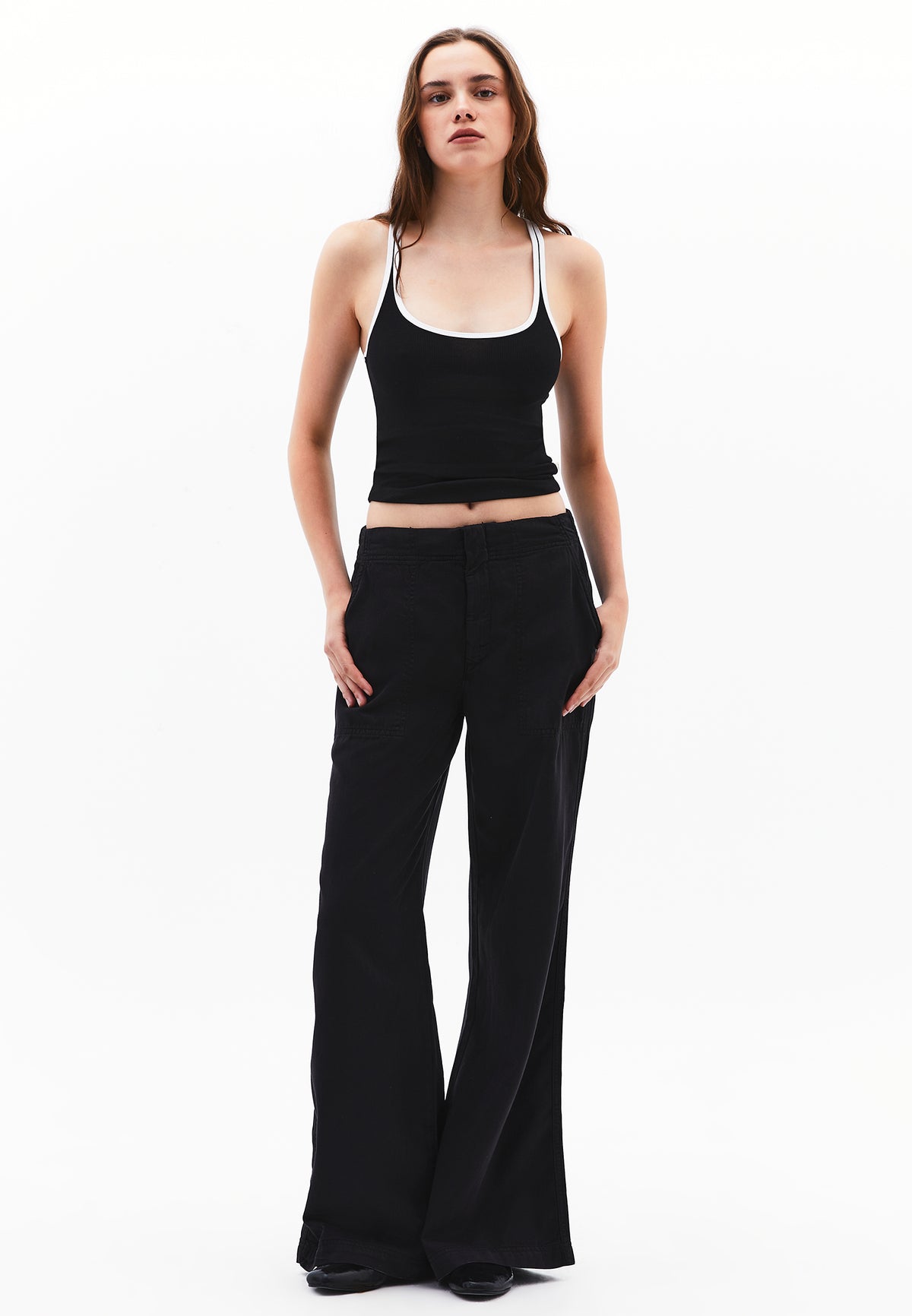 Wide Leg Trousers - BLACK