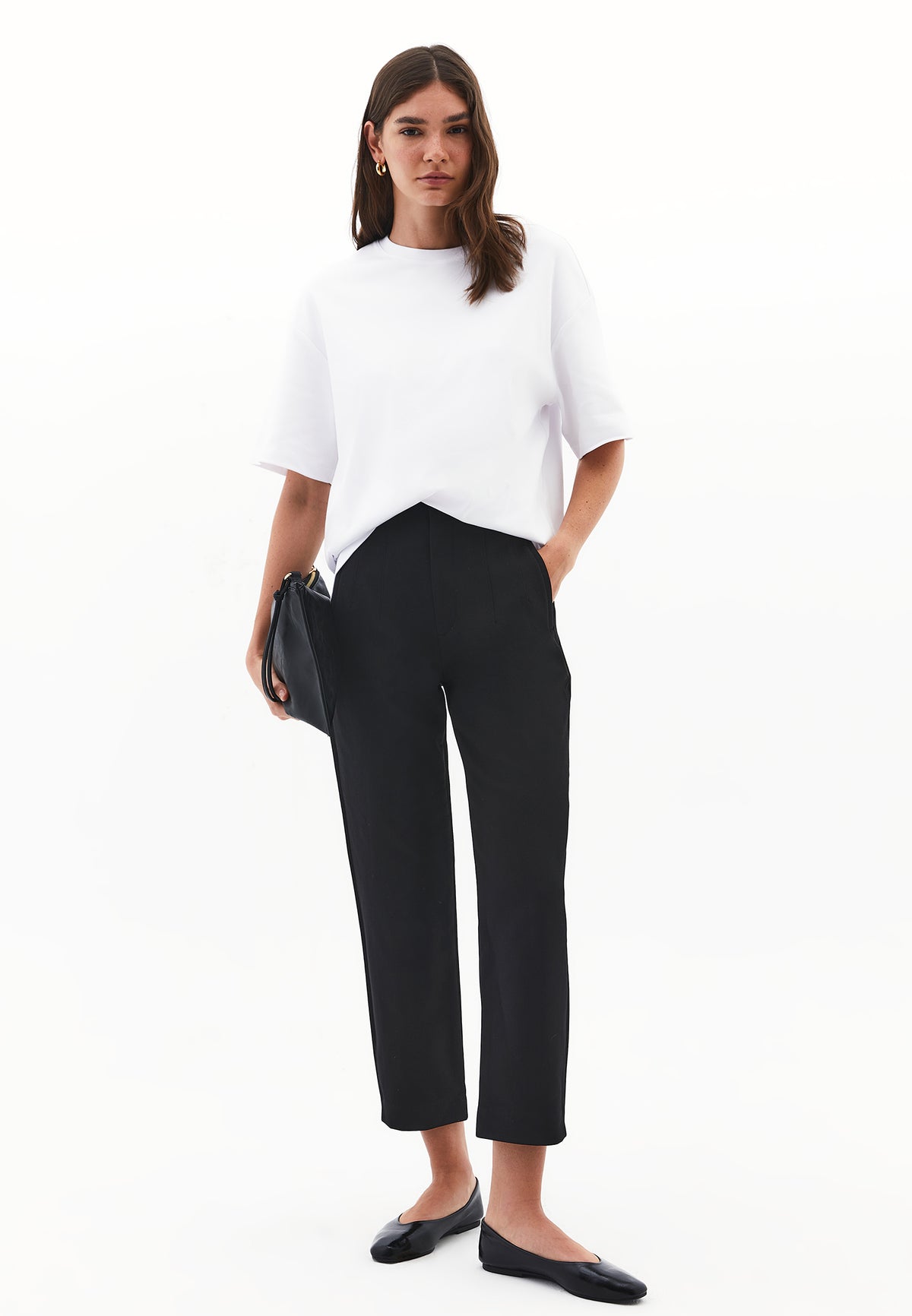 Carrot Cut High Waist Pants - Black