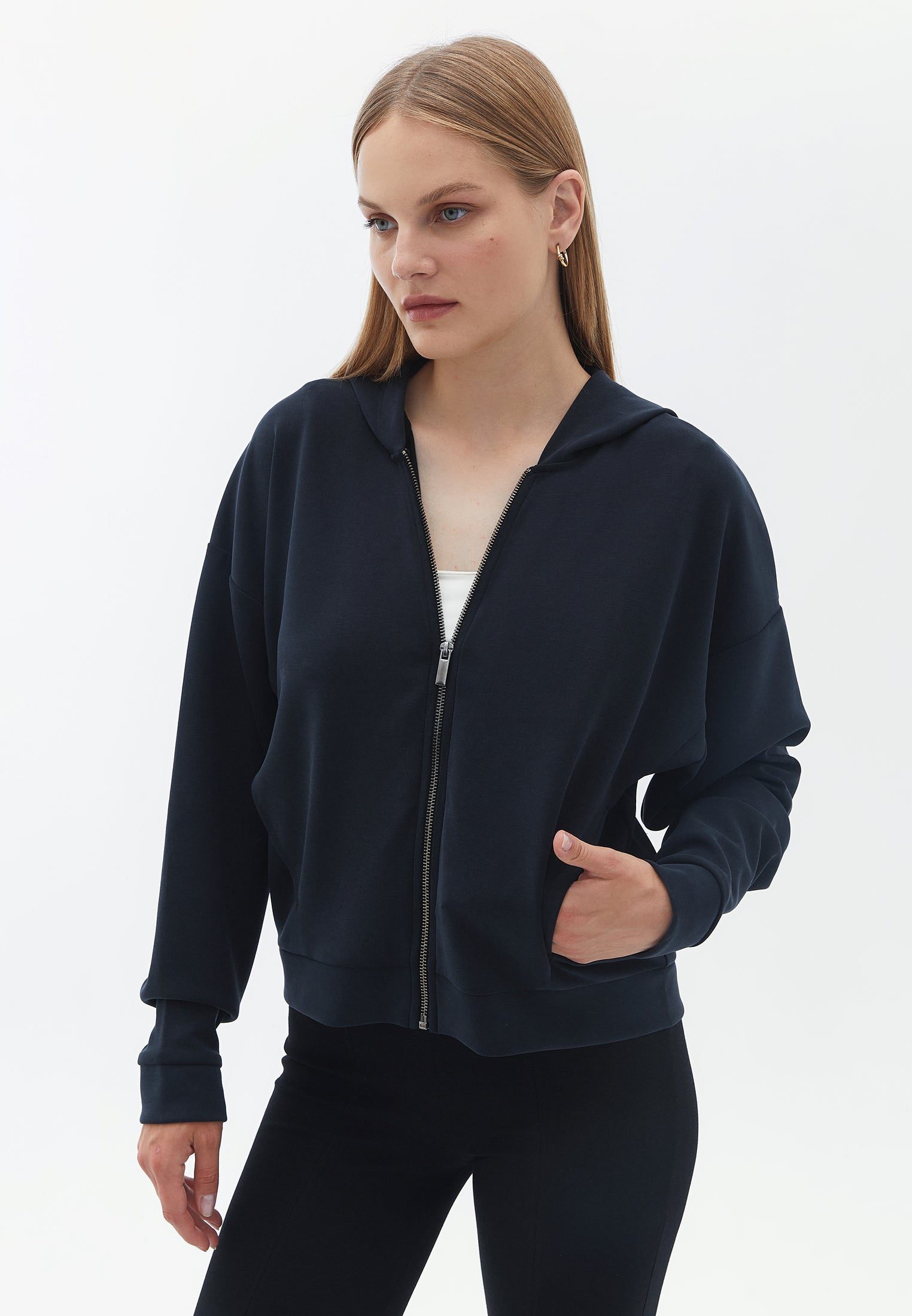 Zero collar detailed jacket - BLACK