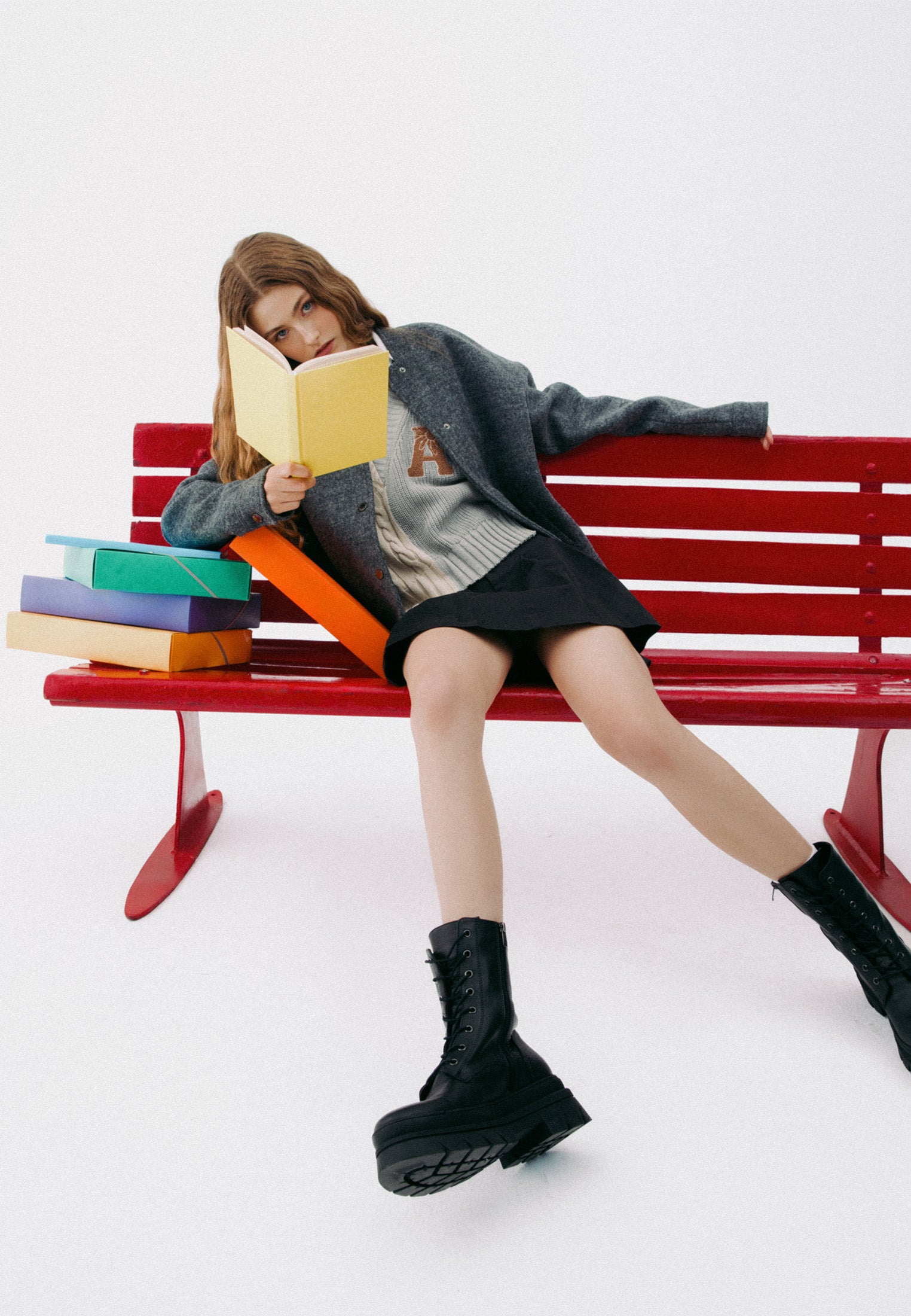 Pleated short skirt - BLACK