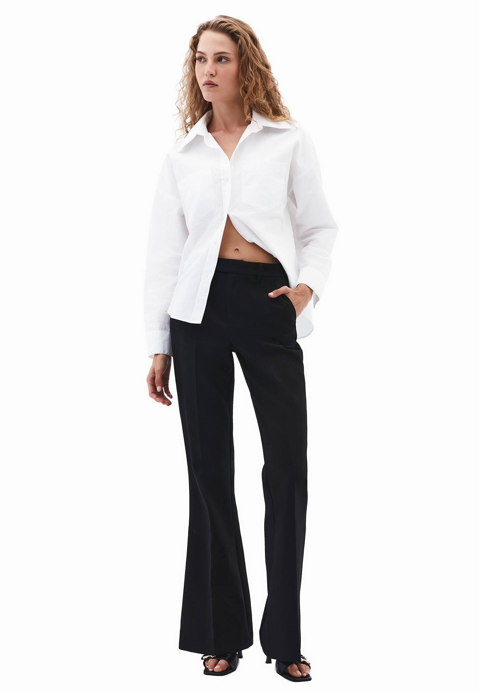 Spanish flare high waist pants - BLACK