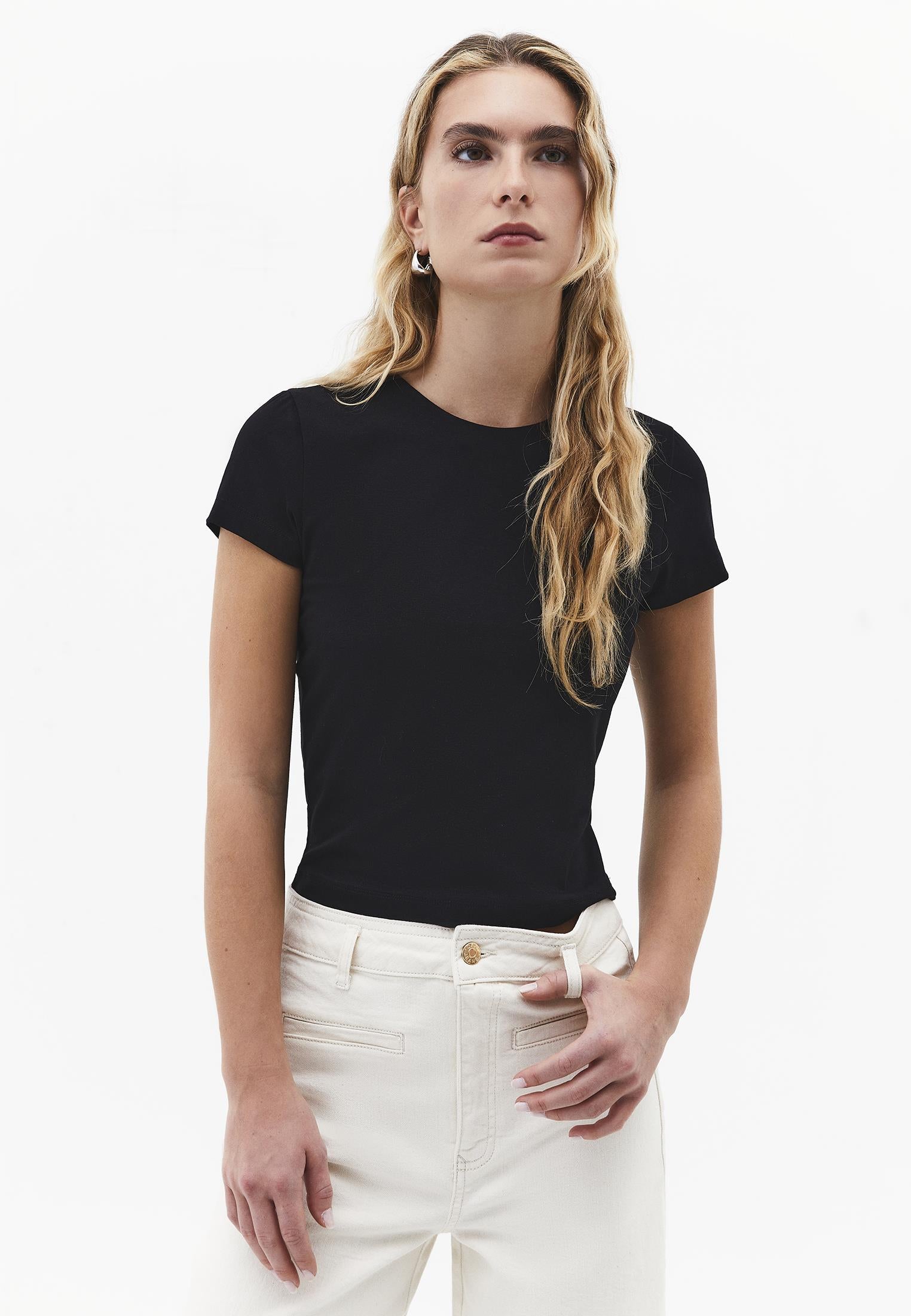 Bodycon T-Shirt Crew Neck - BLACK