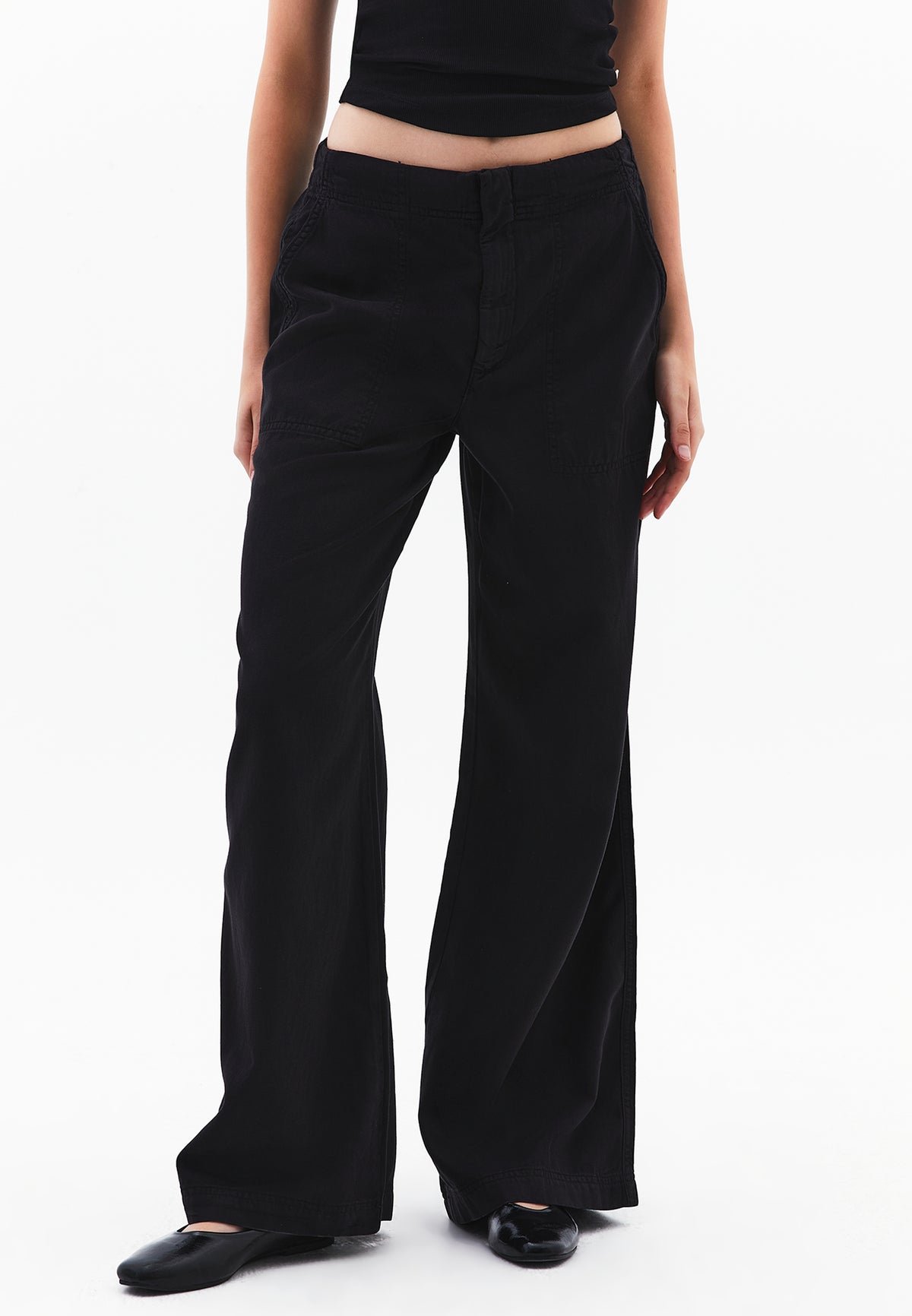 Wide Leg Trousers - BLACK