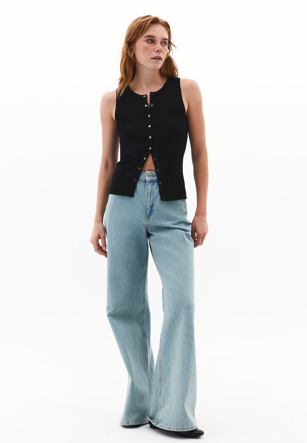 Sleeveless Tank With Crew Neck - Black