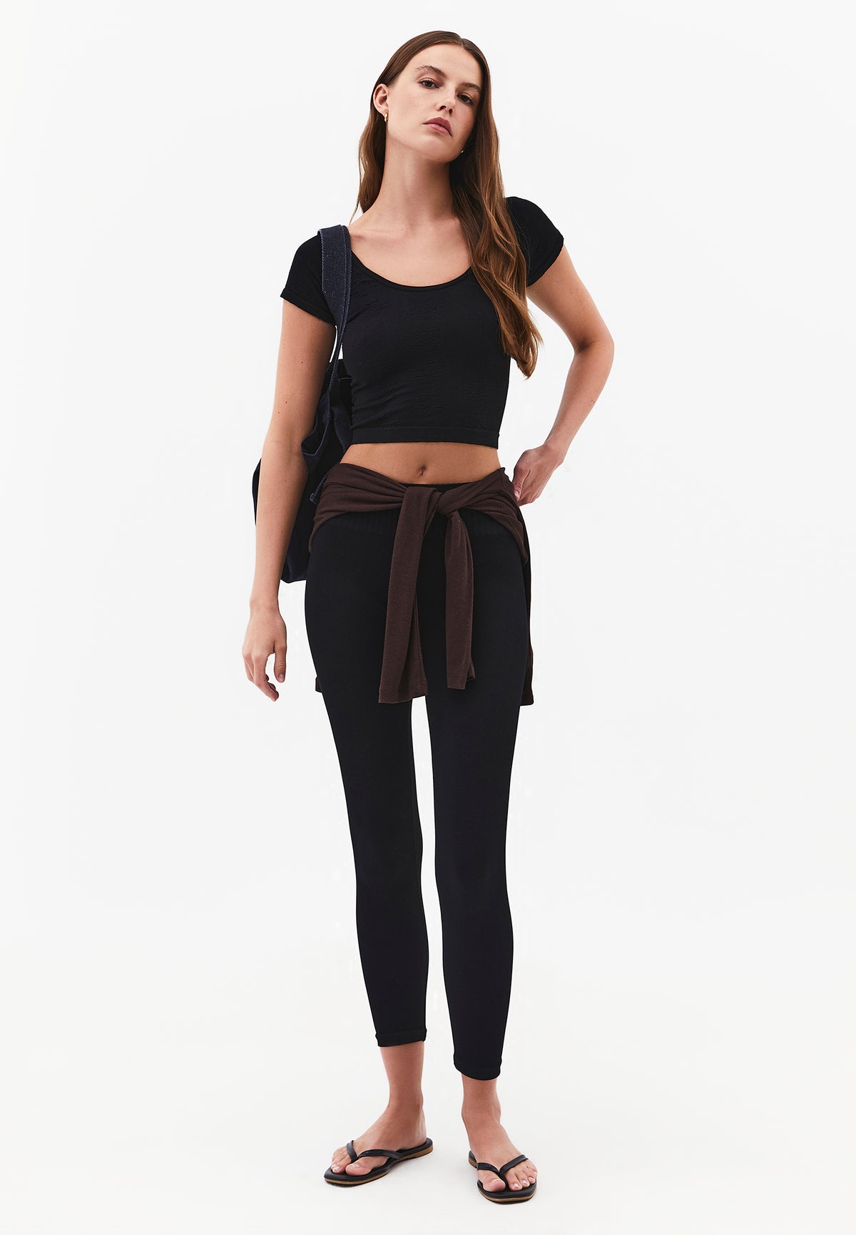 Wide Neck Short Sleeve Bodycon T-Shirt - Black