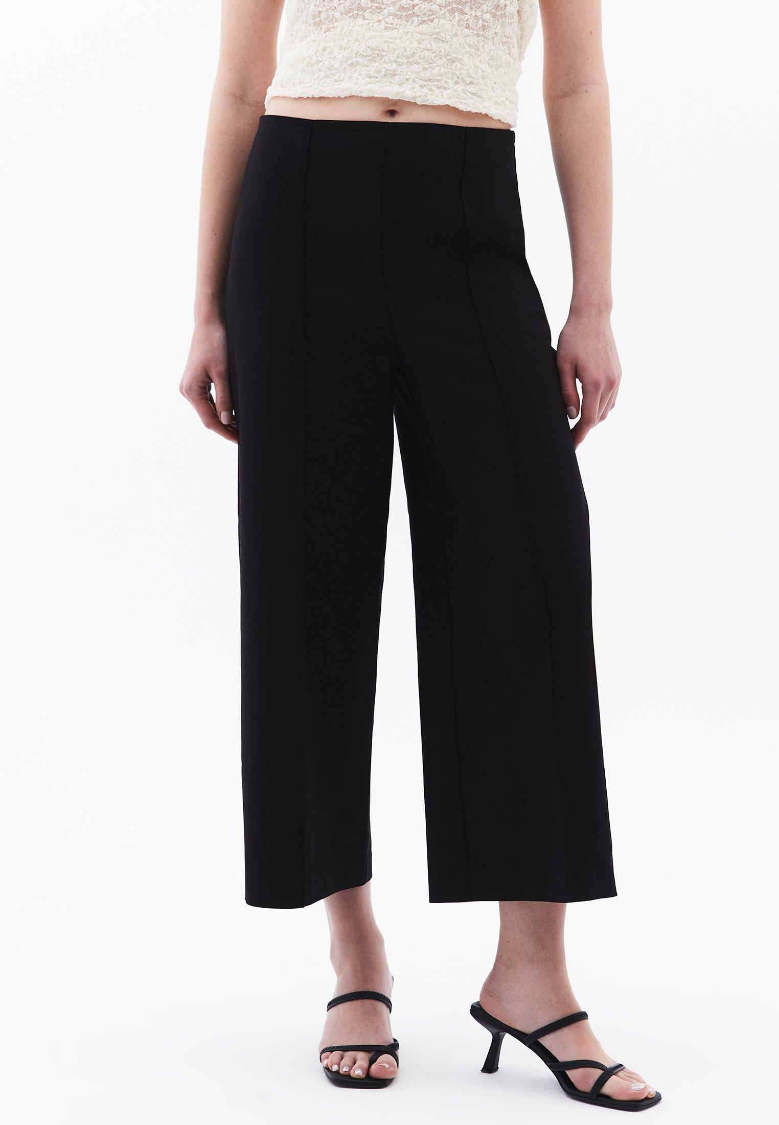 Ultra High Waist Culotte Pants - BLACK