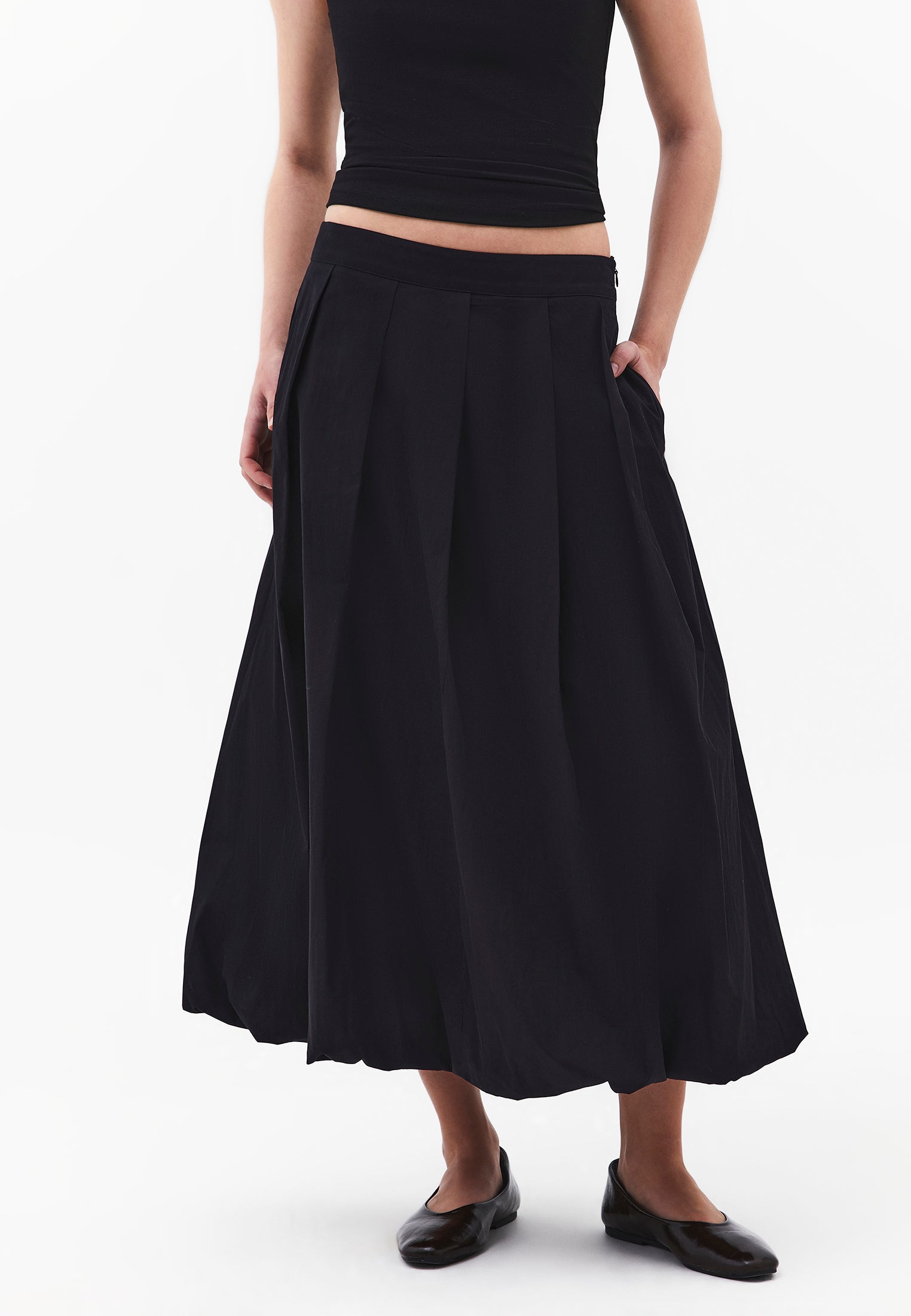 Balloon Form Long Skirt - BLACK