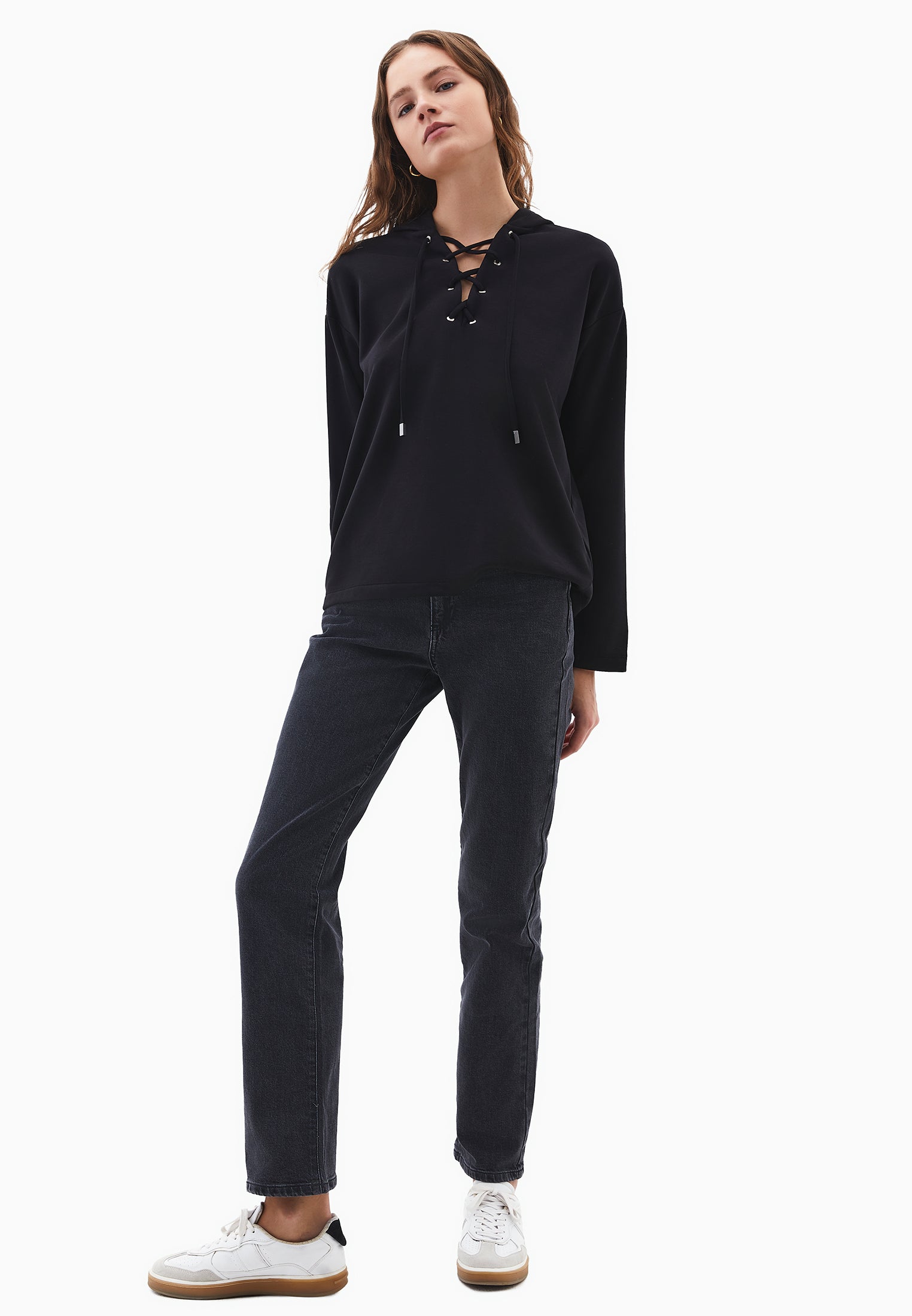 Hooded oversized sweatshirt - BLACK