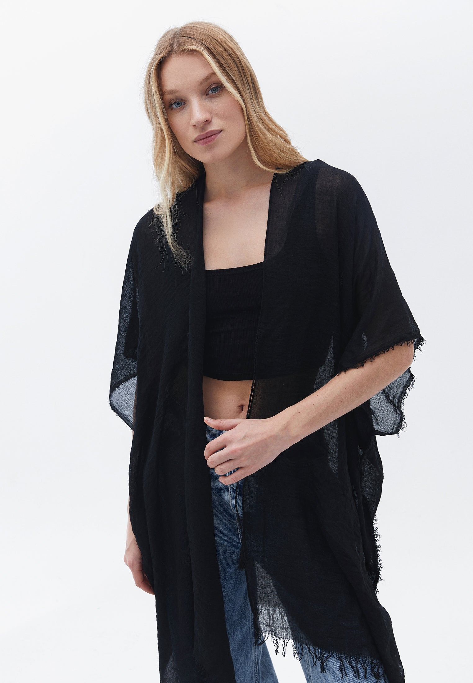 Kimono style scarf - BLACK