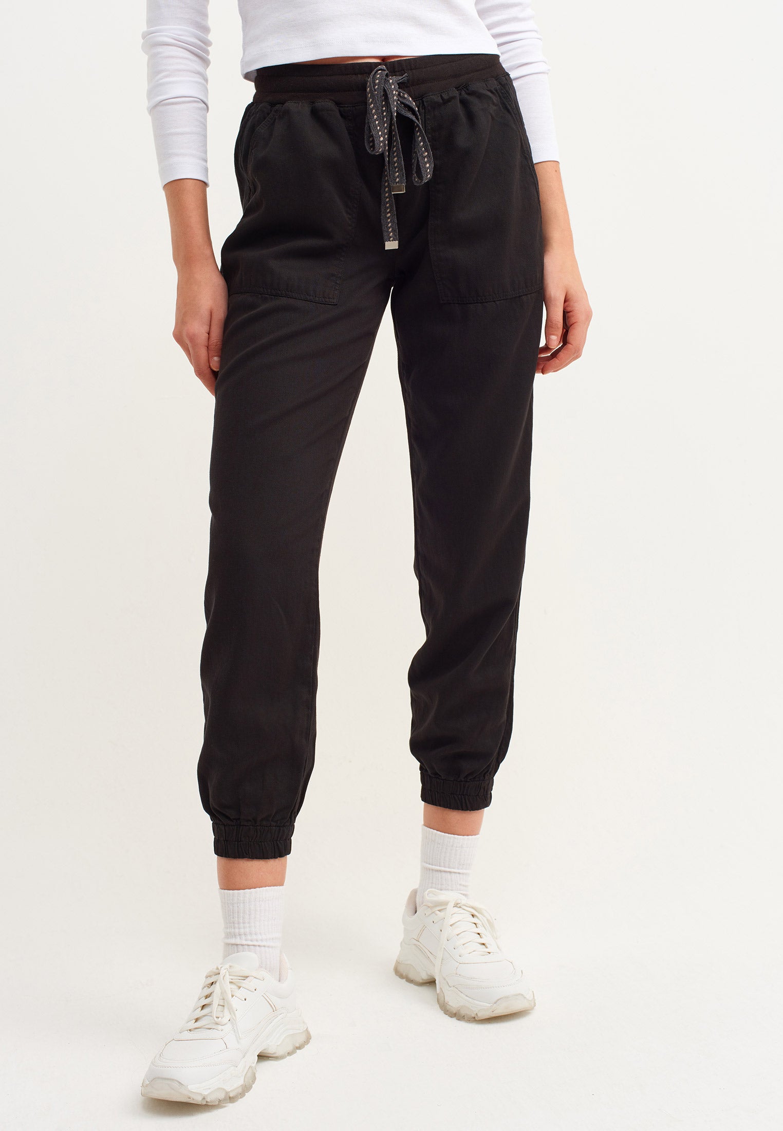 Relaxed tencel jogger pants - BLACK