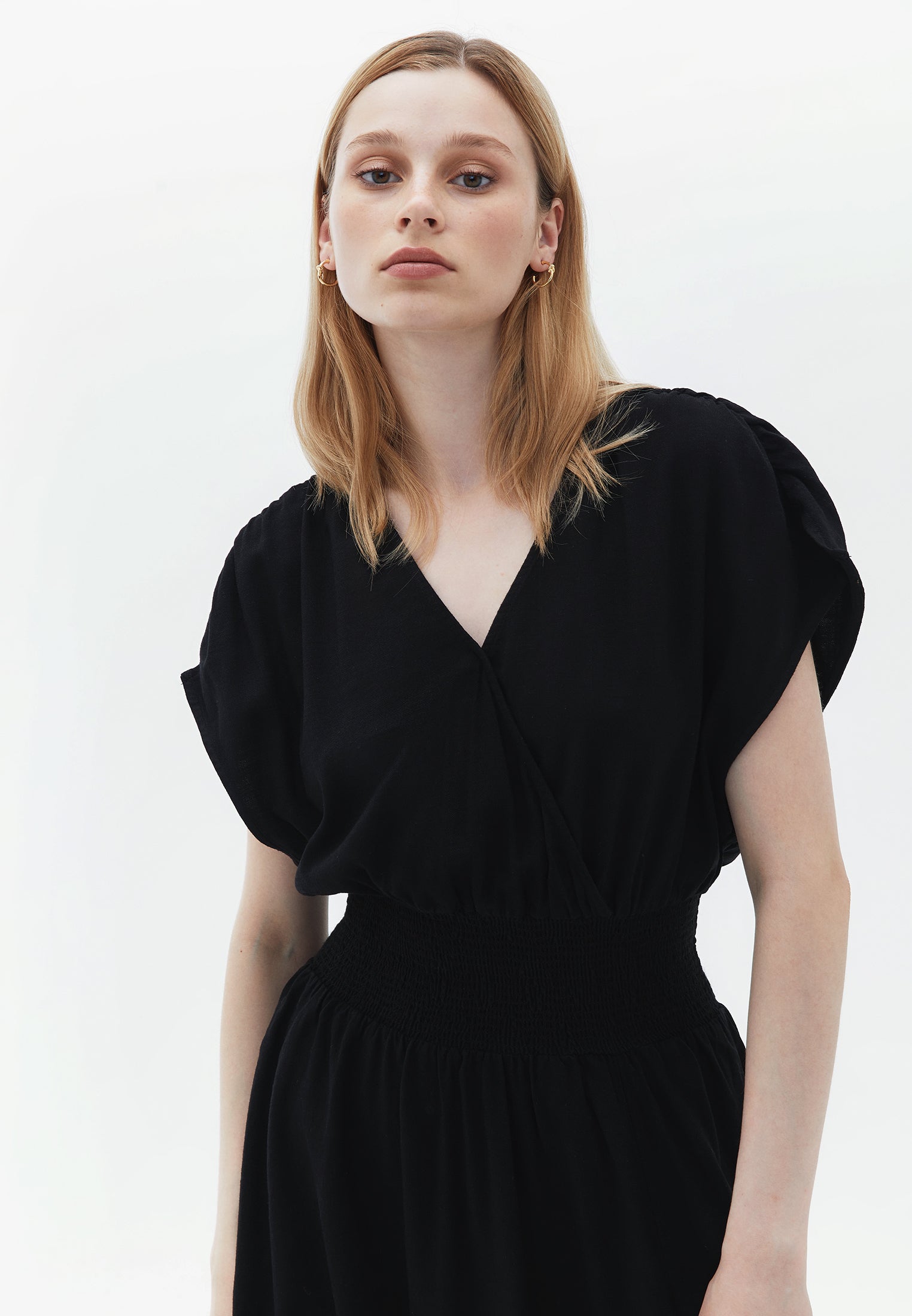 فستان طويل مزدوج الصدر - أسود