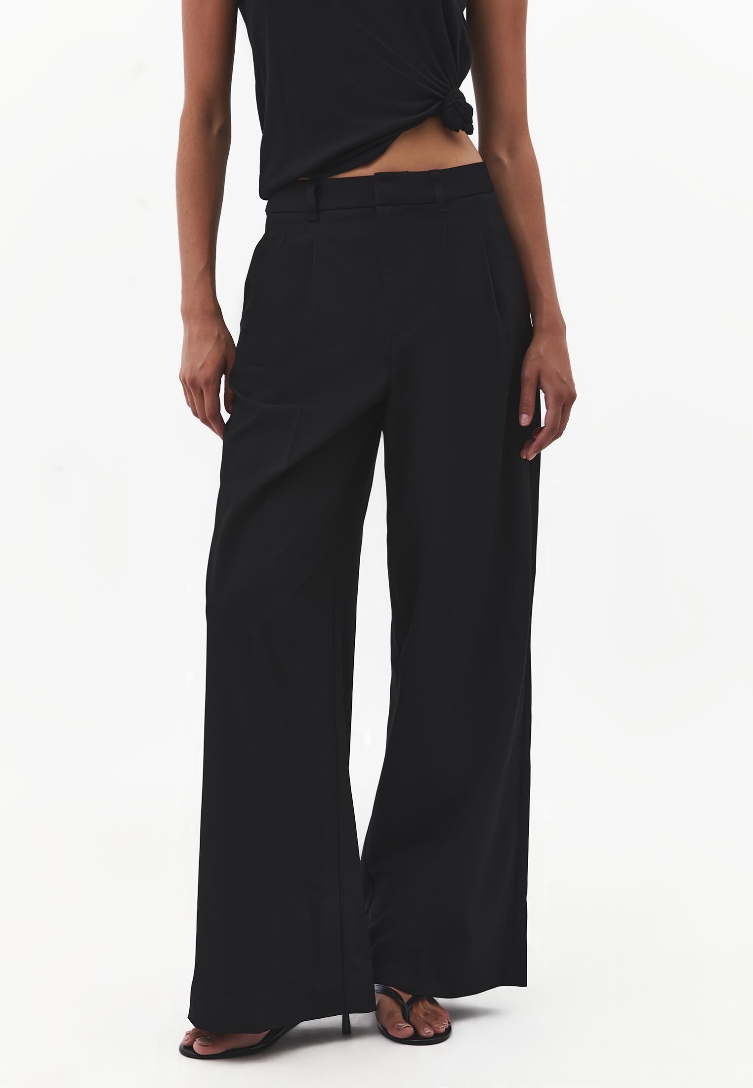 Wide Leg Wide Leg Pants - BLACK