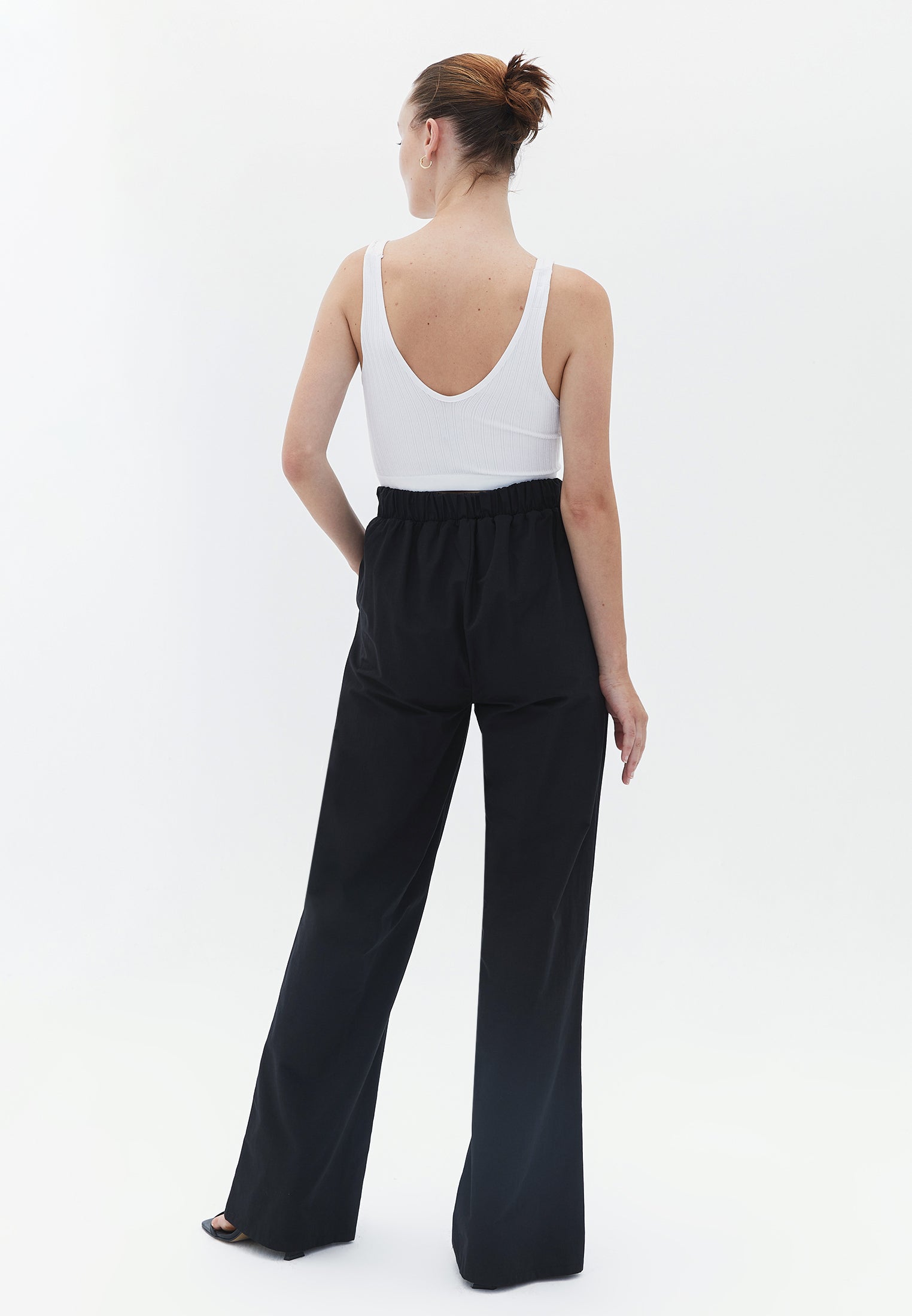 High waist wide leg pants - BLACK